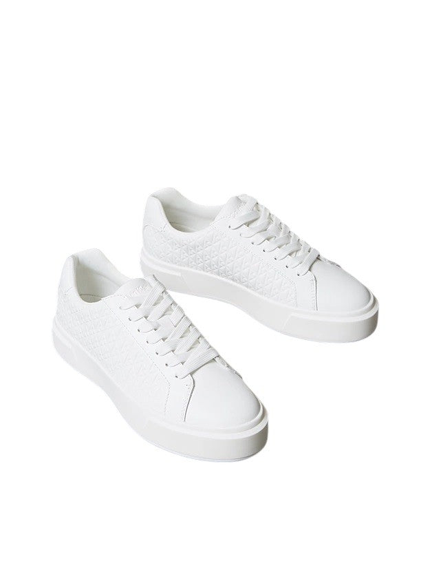 Low-Top Sneakers with Embossed Geometric Pattern