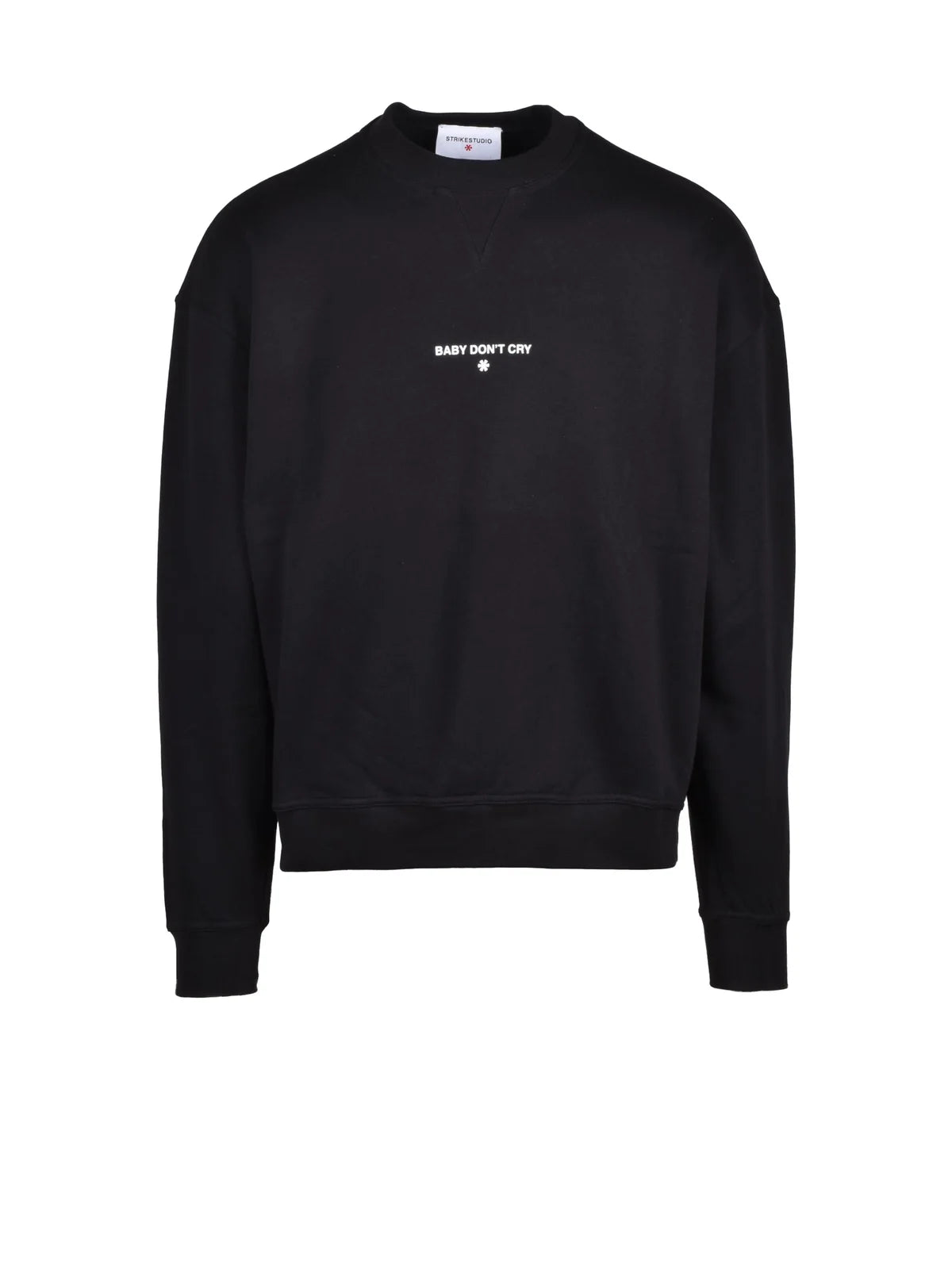 Black Cotton Crewneck Sweatshirt