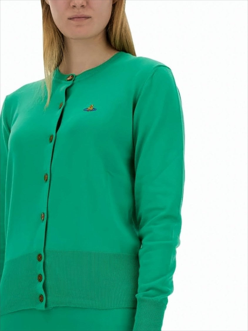 Button-Down Green Cardigan with Ribbed Details