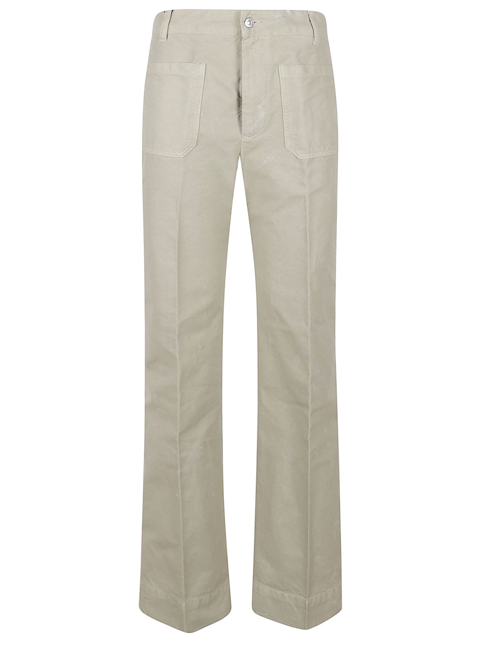 Straight-Leg Denim Jeans with Flared Hem