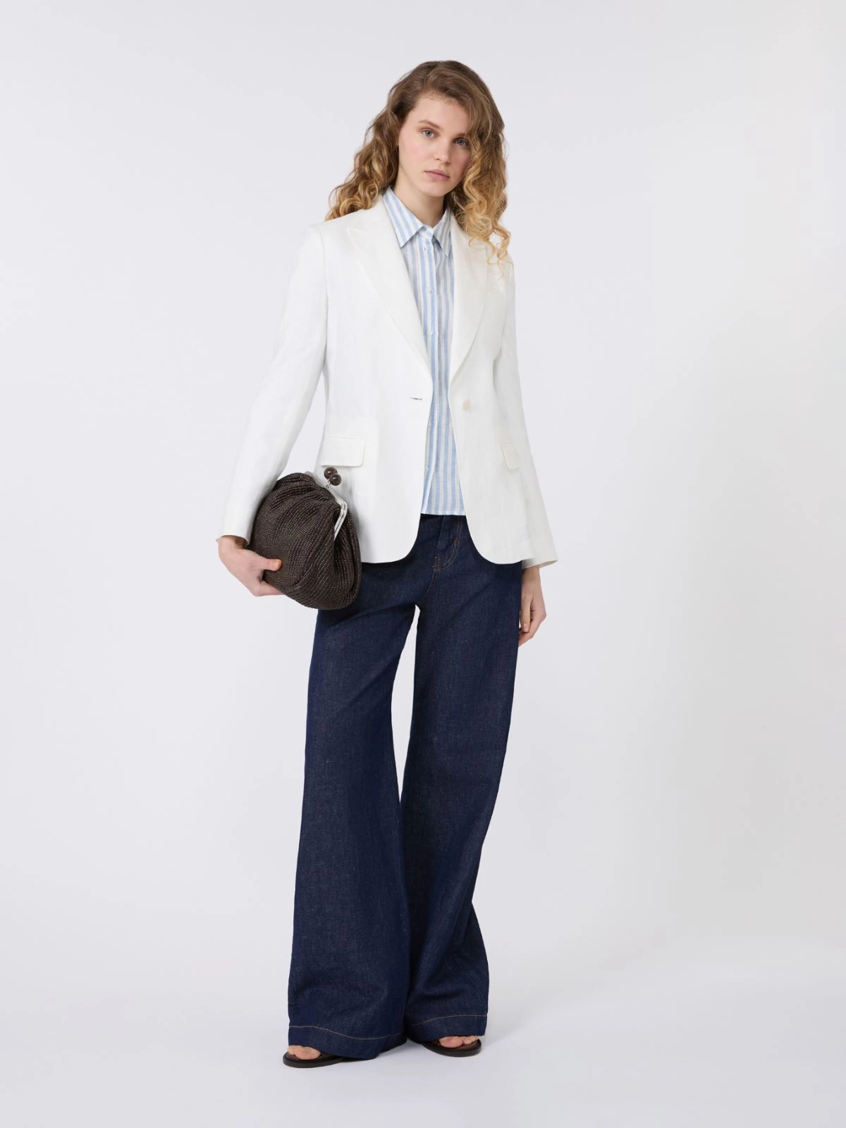 Tailored White Blazer and Flap Pockets