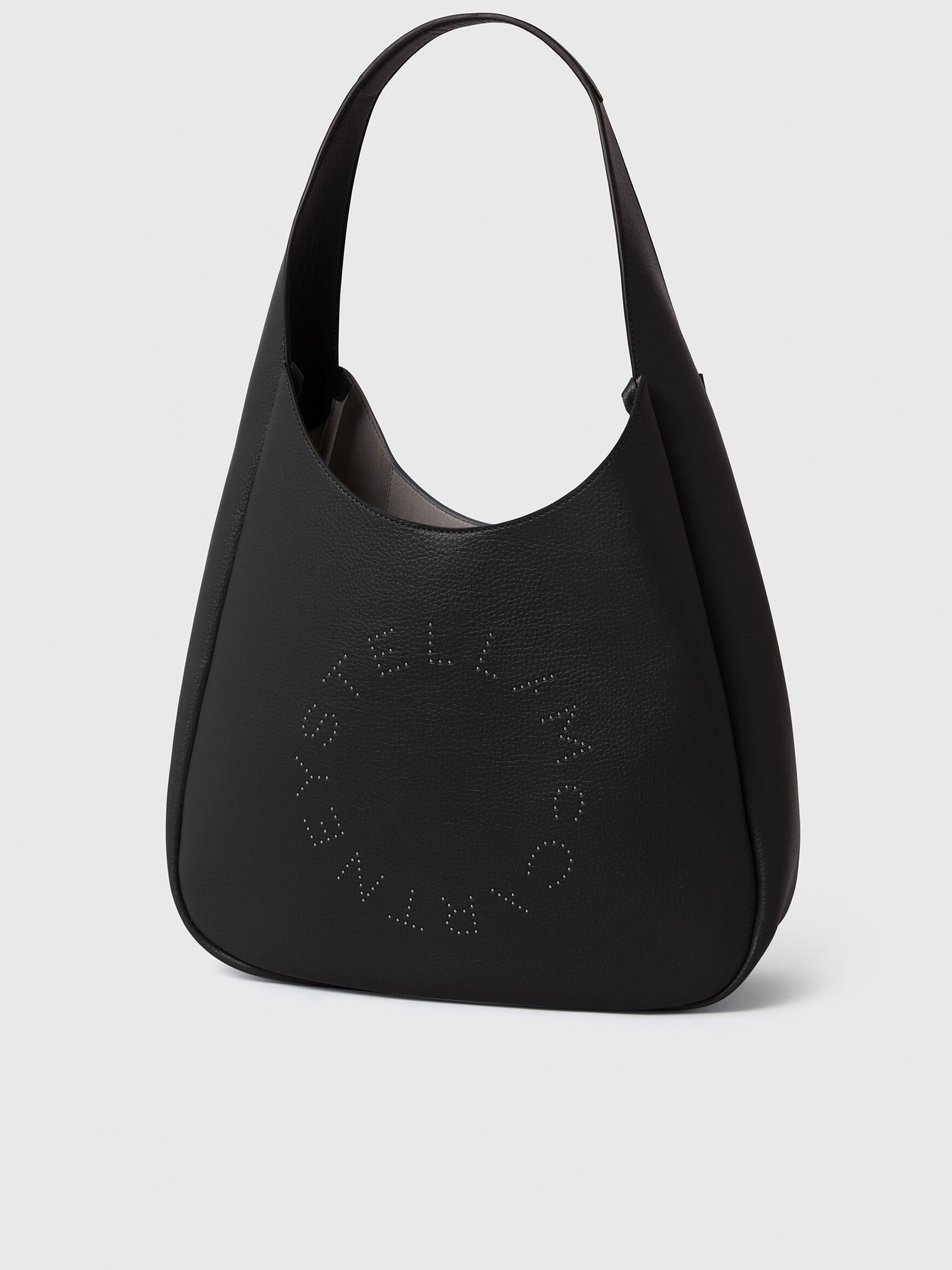Black Large Hobo Eco Grainy Shoulder Bag