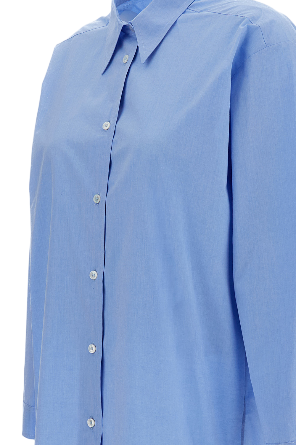 Light Blue Cotton Shirt with Pointed Collar