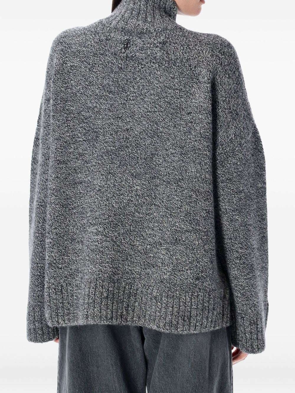 High Neck Knit Leather Patch