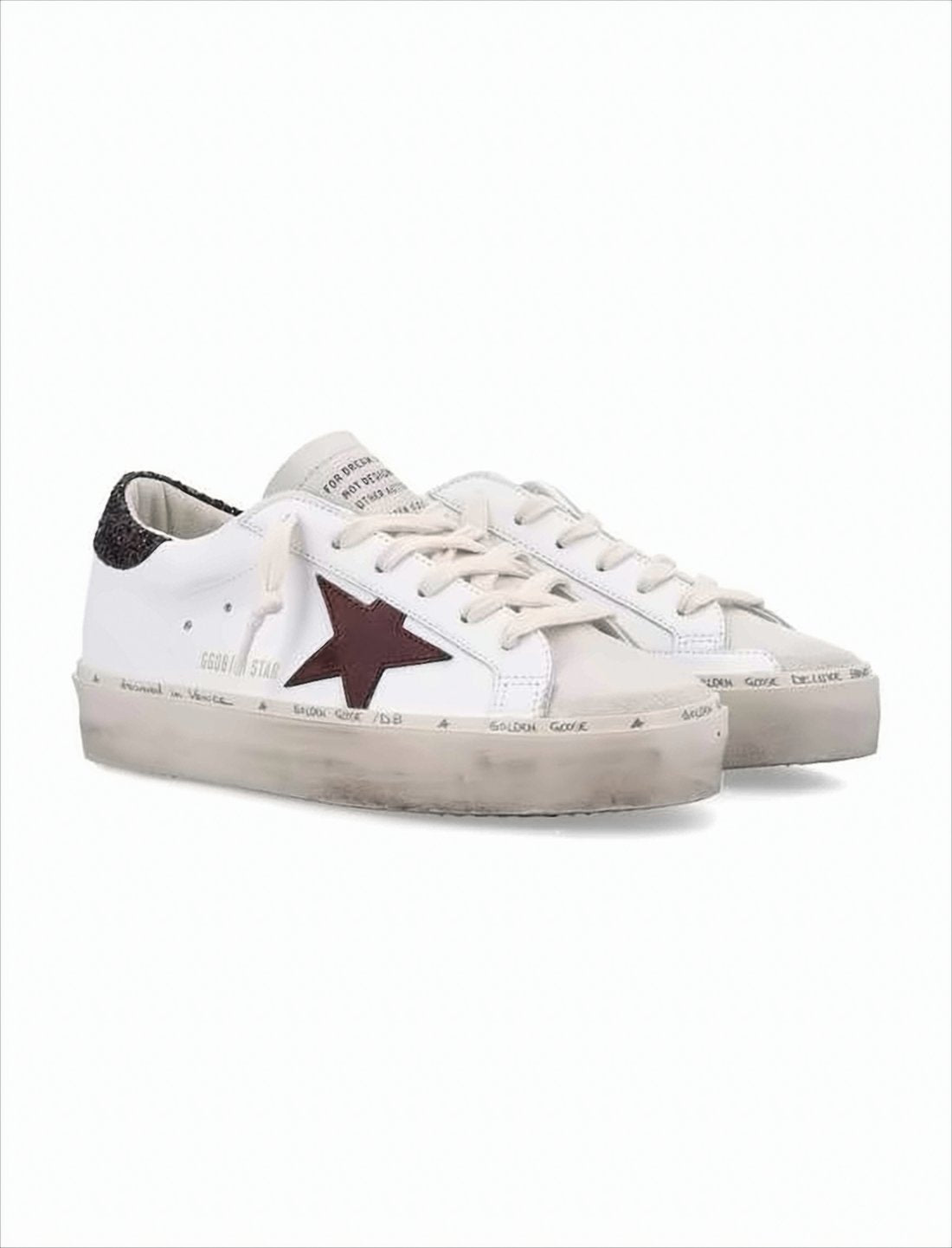Low-Top White Leather Sneakers with Distressed Finish