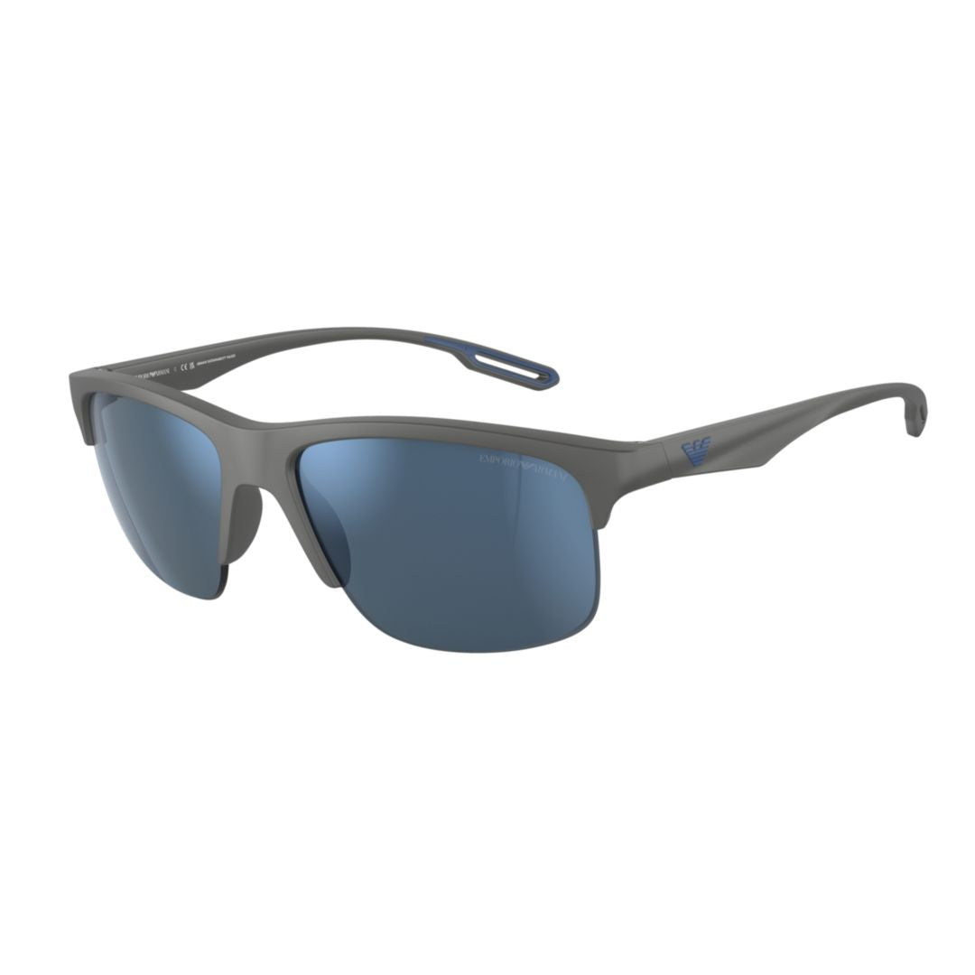 4188u Sole Semi-Rimless Grey Sunglasses with Subtle Cut-Out Details