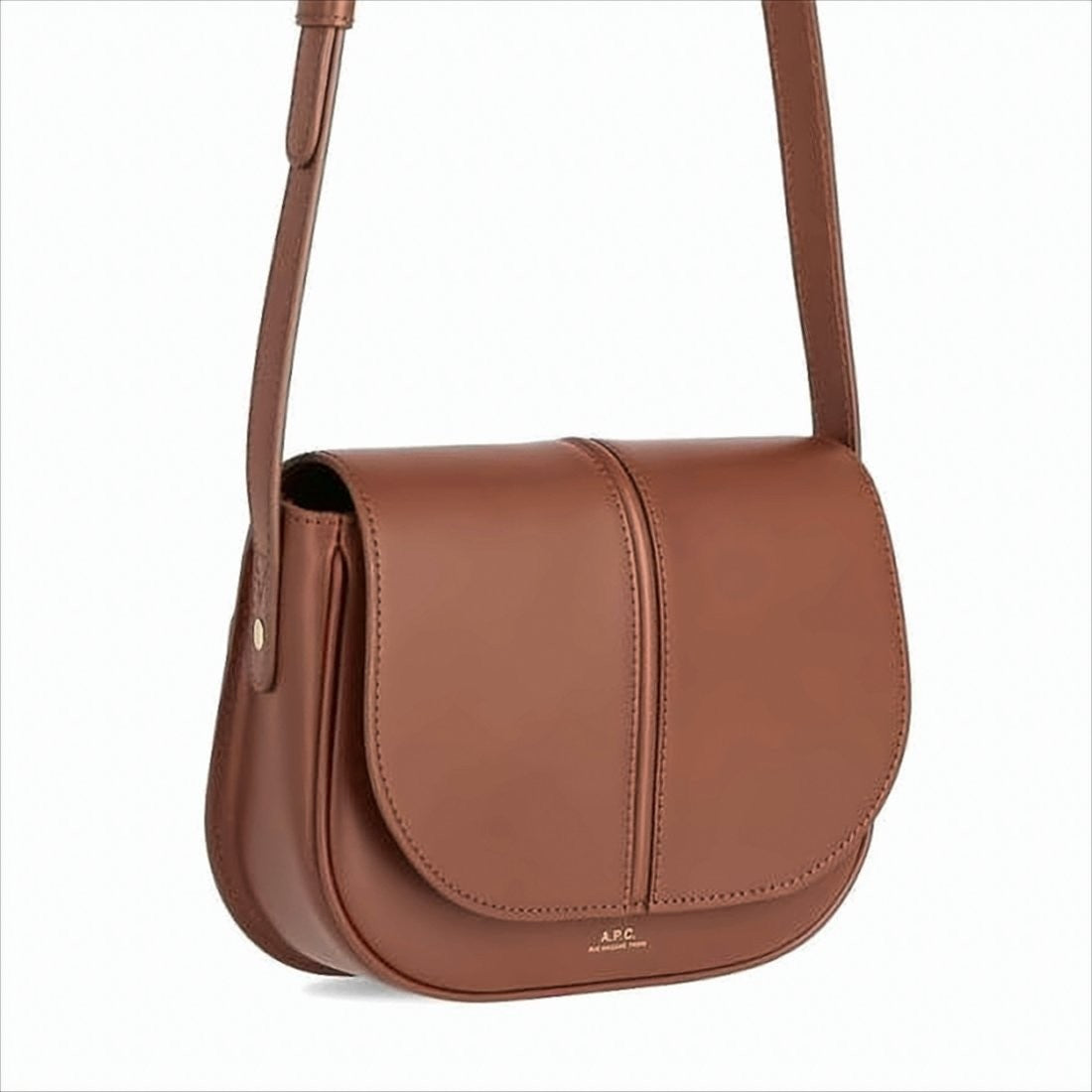 Smooth Structured Shoulder Bag with Rounded Flap Closure