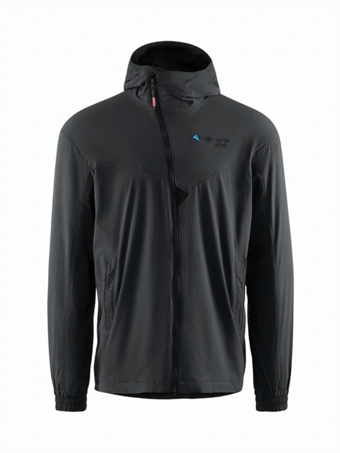Black Minimalist Jacket With Fitted Hood And Zipper Closure