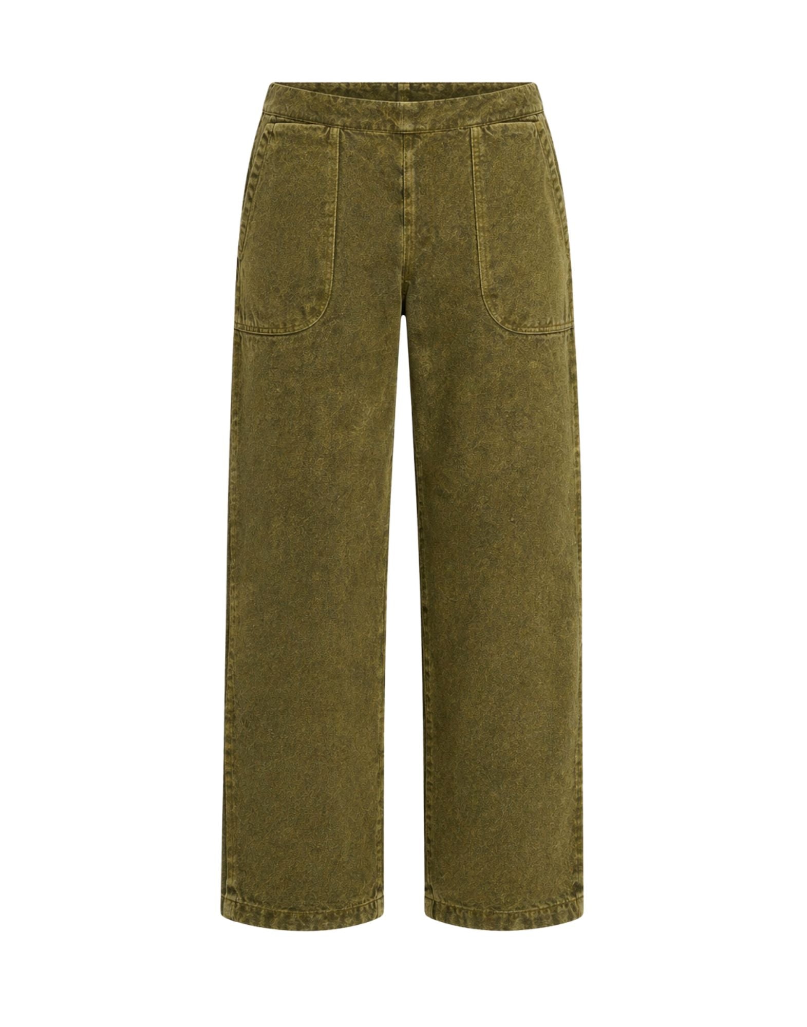 Green Loose Workwear Hemp Canvas Ranch Pants
