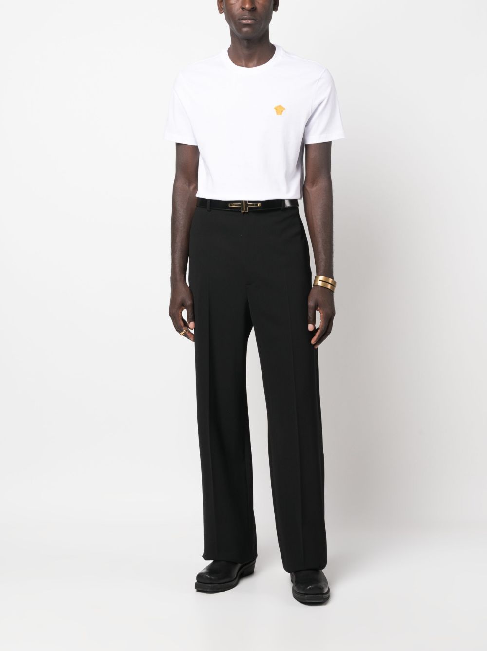 Regular Fit Silk-Nylon Blend White T-Shirt