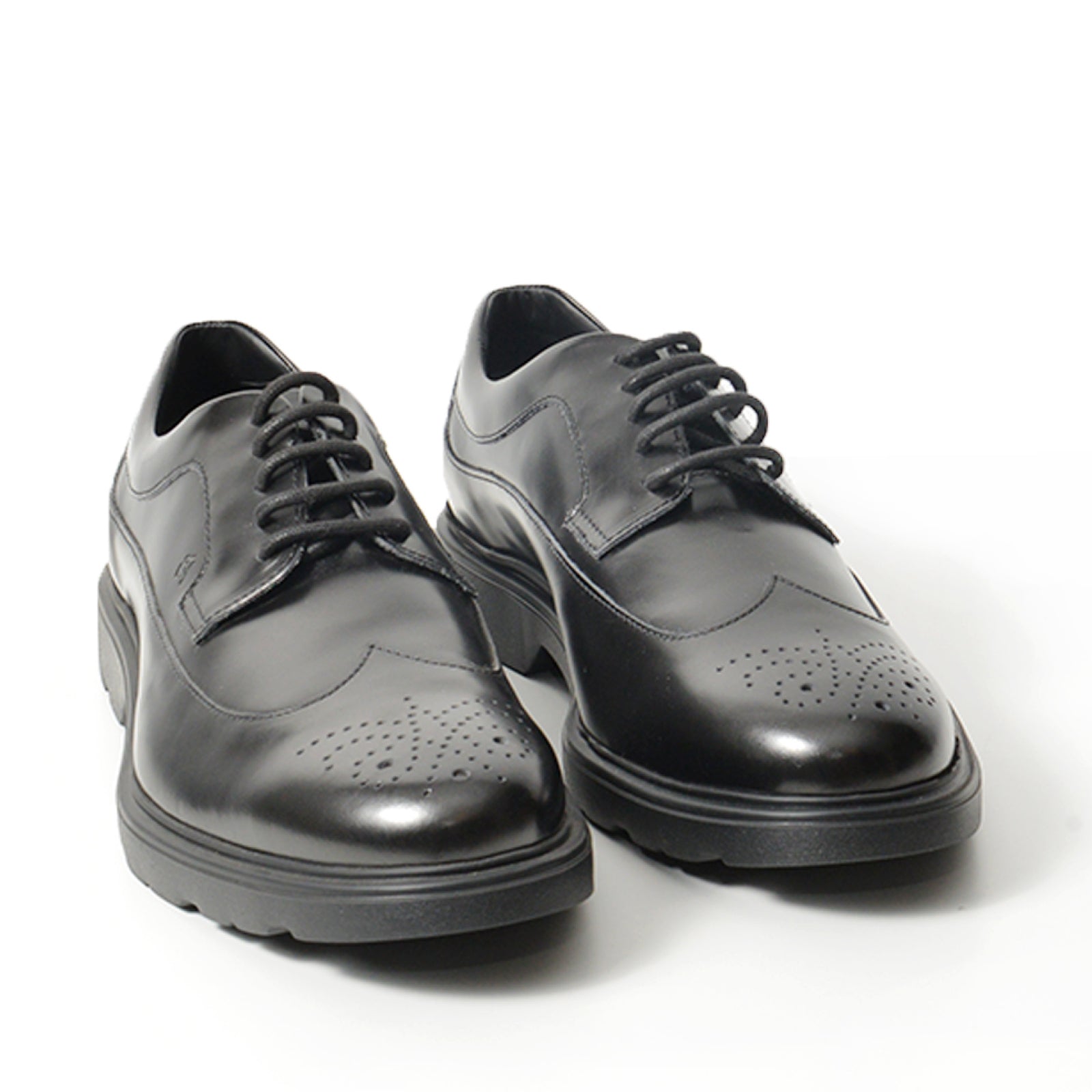 Black Brushed Leather Derby Shoes