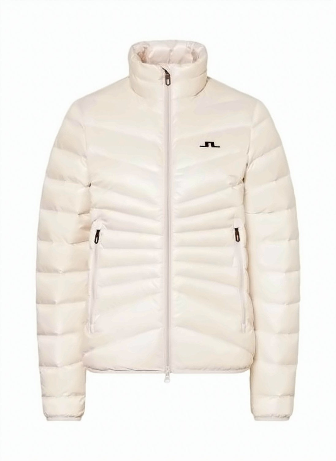 High-Collar Padded Jacket with Horizontal Quilting