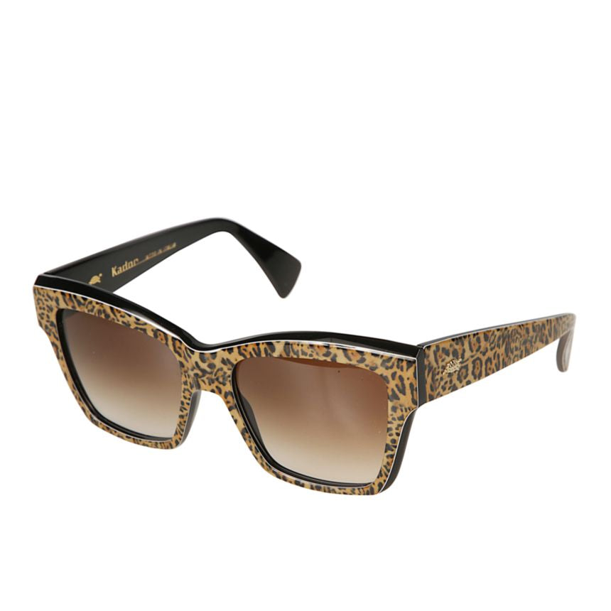 Charm Rectangular Leopard Print Sunglasses with Gradient Brown Lenses