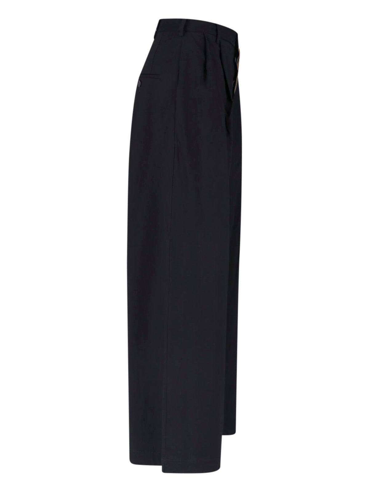 Black High-Waisted Wide-Leg Linen Trousers