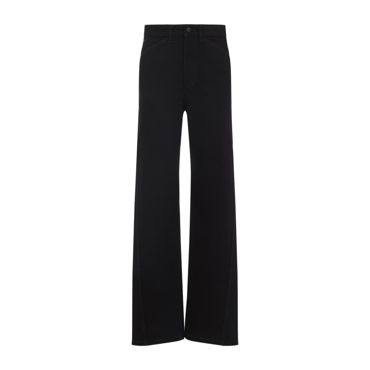 Grey Cotton Trousers With High Waist