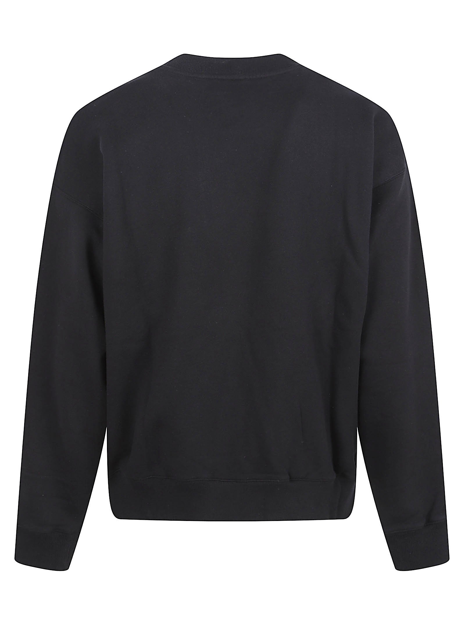 Crewneck Black Sweatshirt with Embroidered Logo