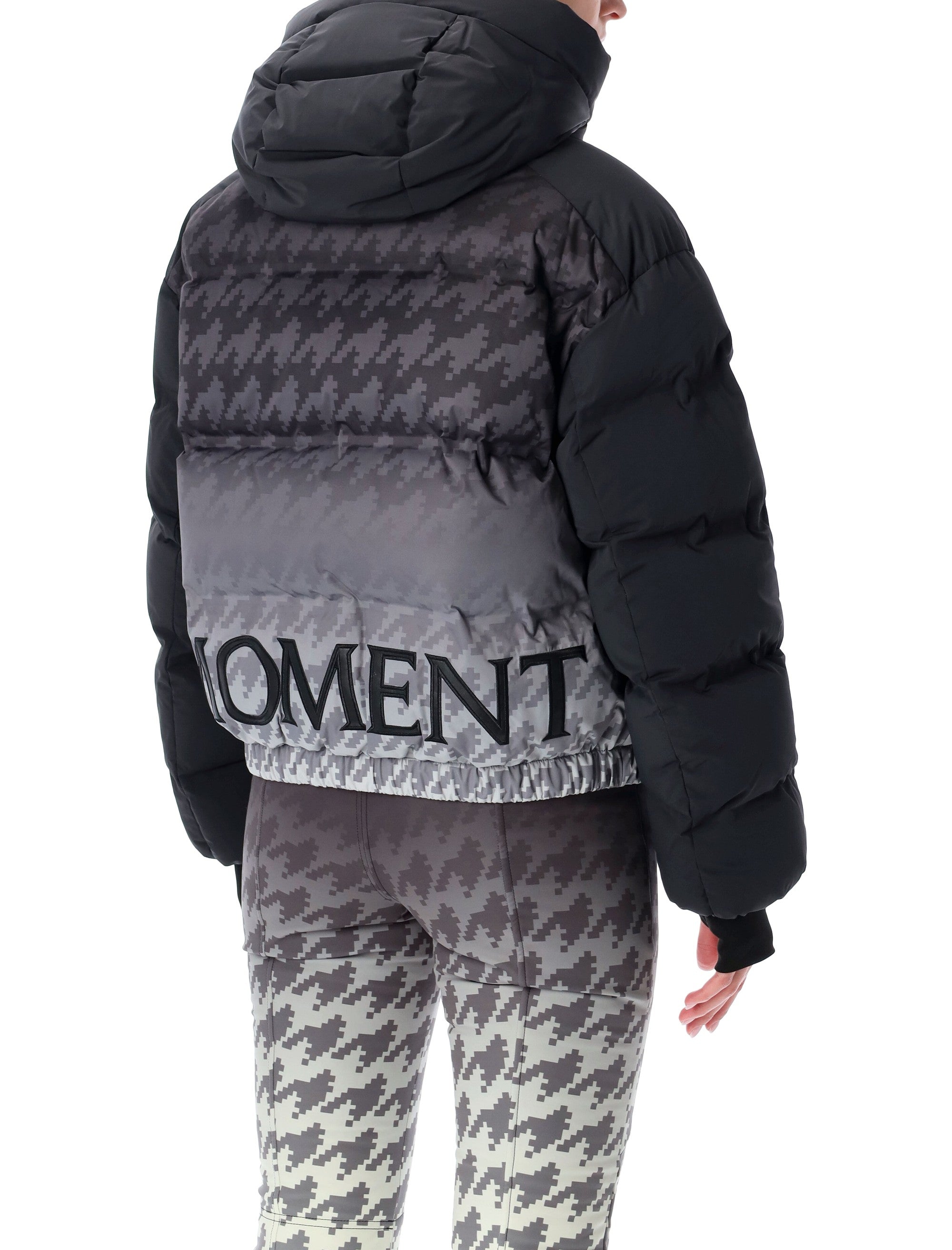 Black Houndstooth Moment Technical Puffer