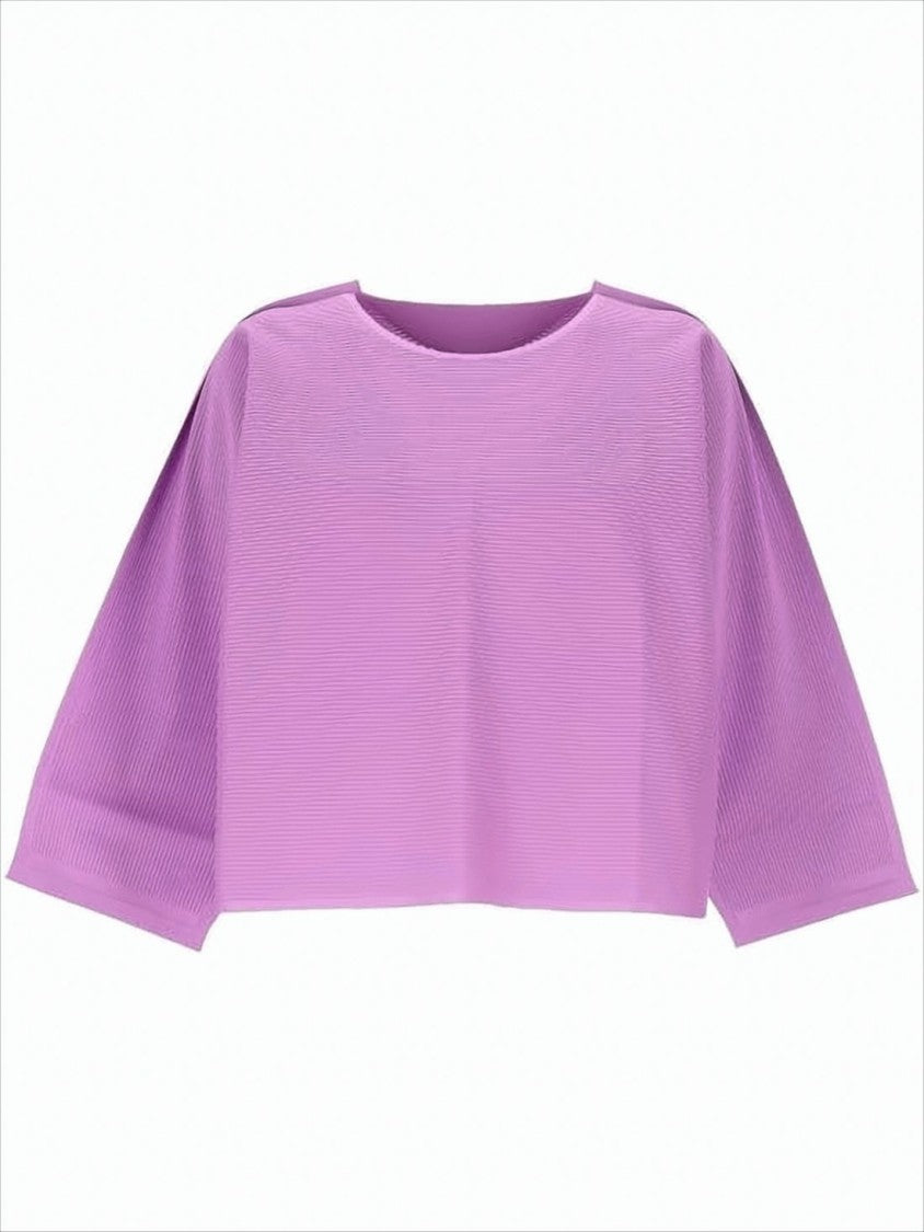 Cropped Long-Sleeve Ribbed Top with Flared Sleeves