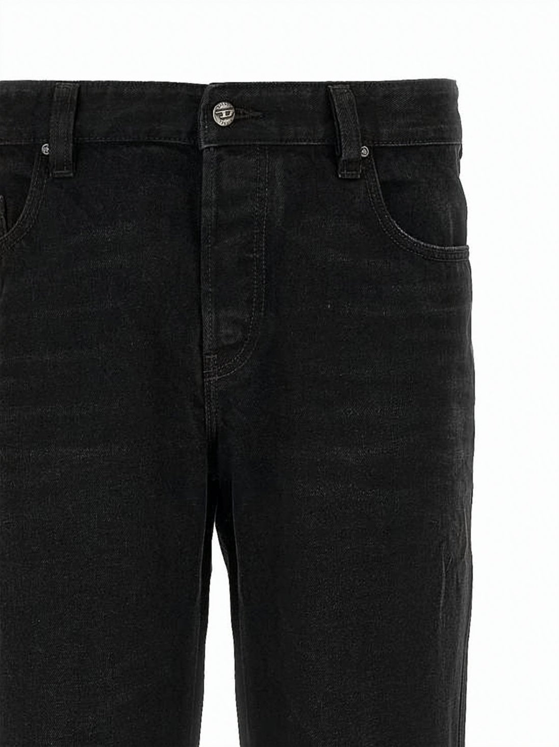 Flared Black Denim Pants with Five-Pocket Design