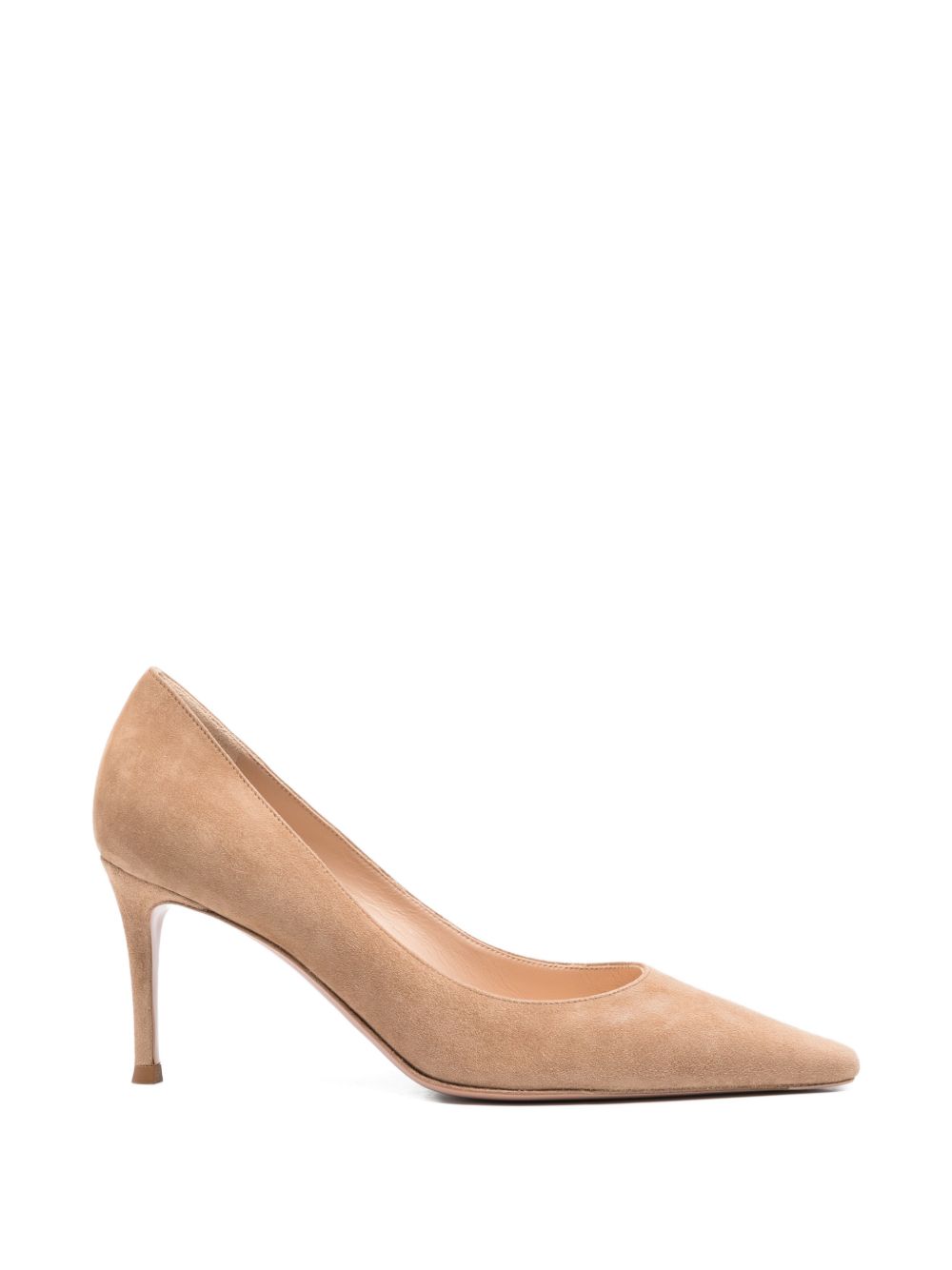 Pointed-Toe Mid-Heel Pumps In Neutral Beige