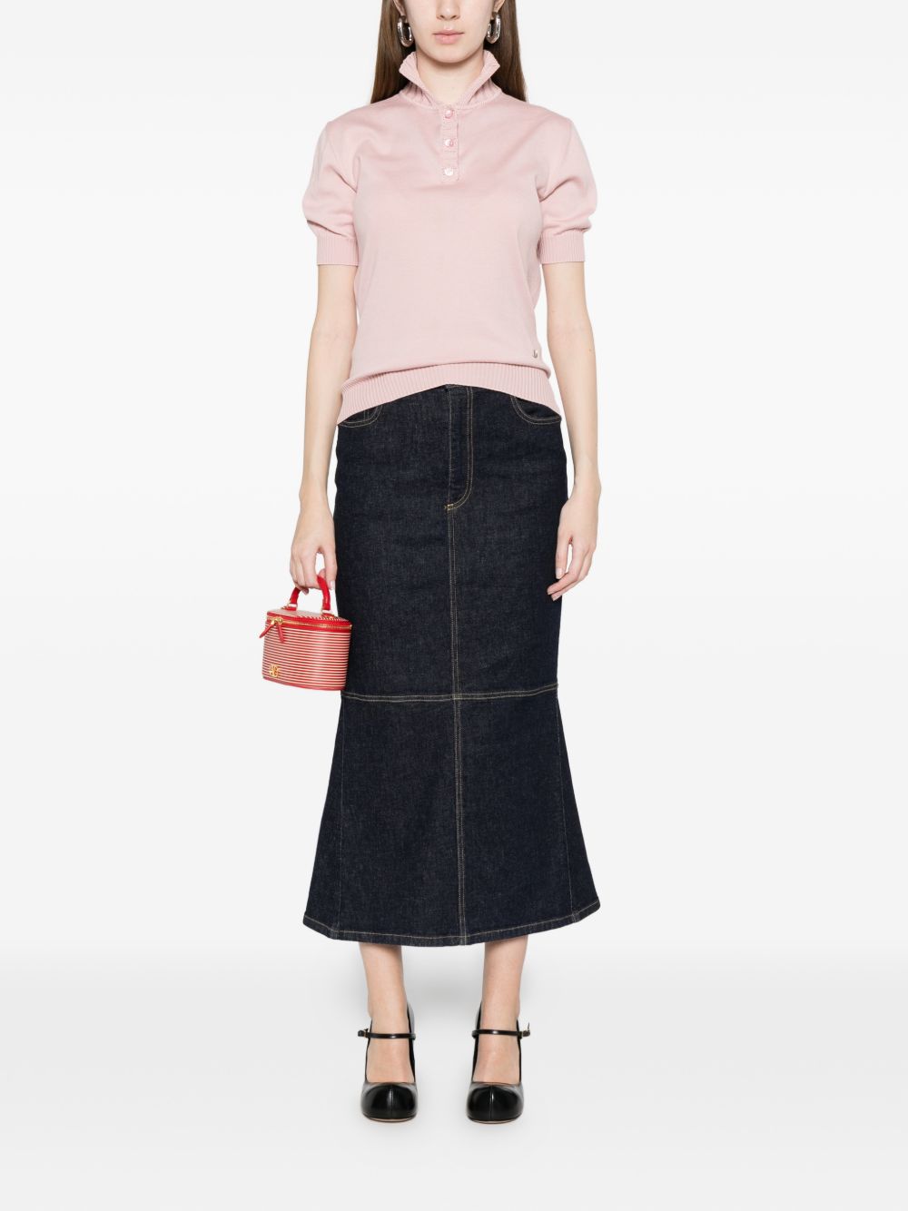 Light Pink Ribbed Tie Knit Top