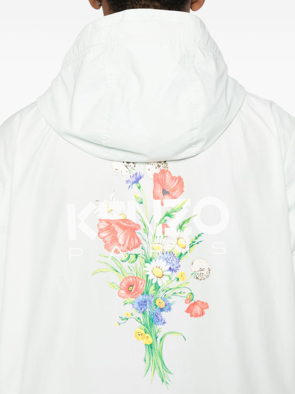 Hooded Casual Jacket with Floral Accents