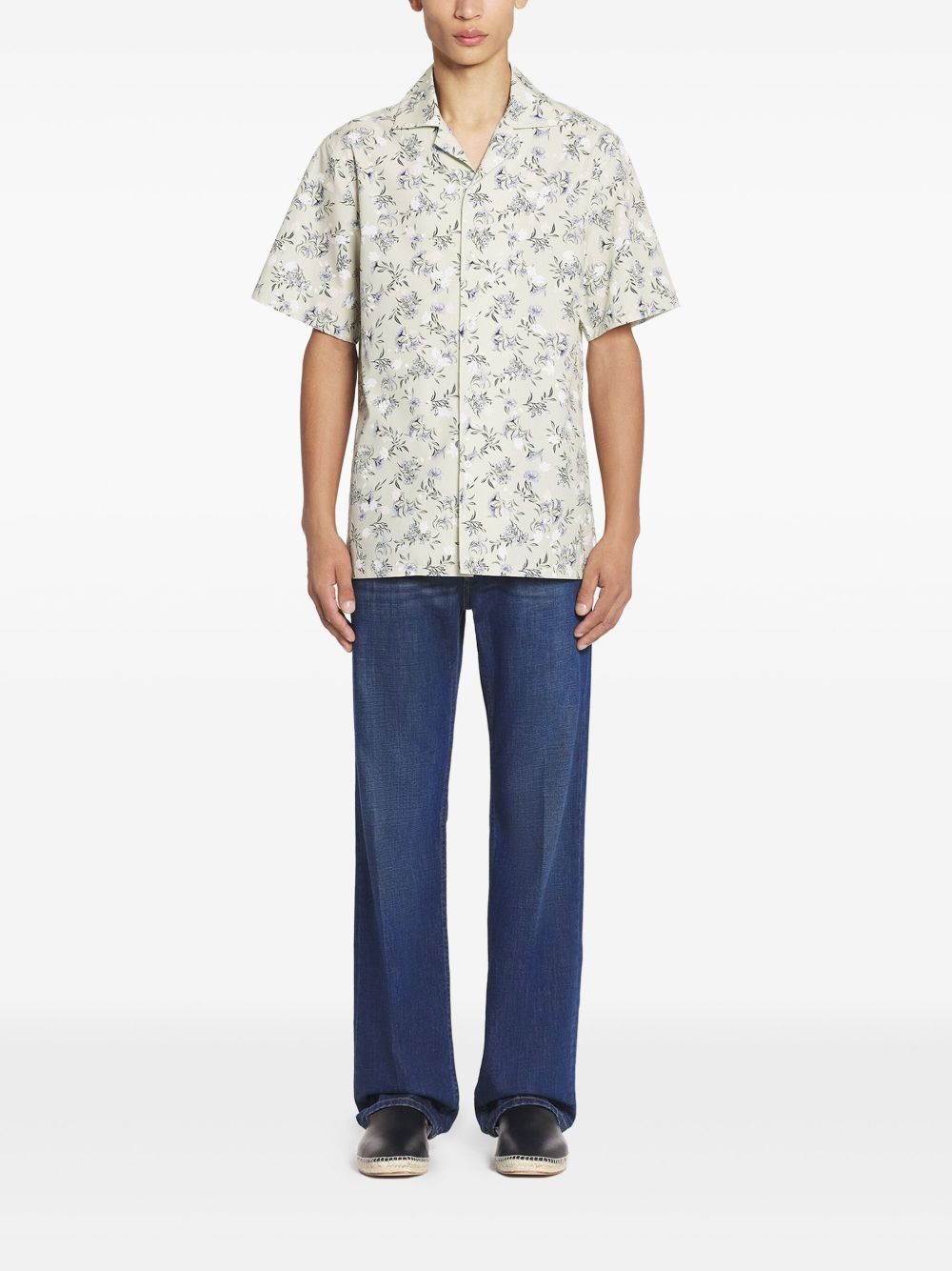 Short-Sleeved Shirt with All-Over Floral Print
