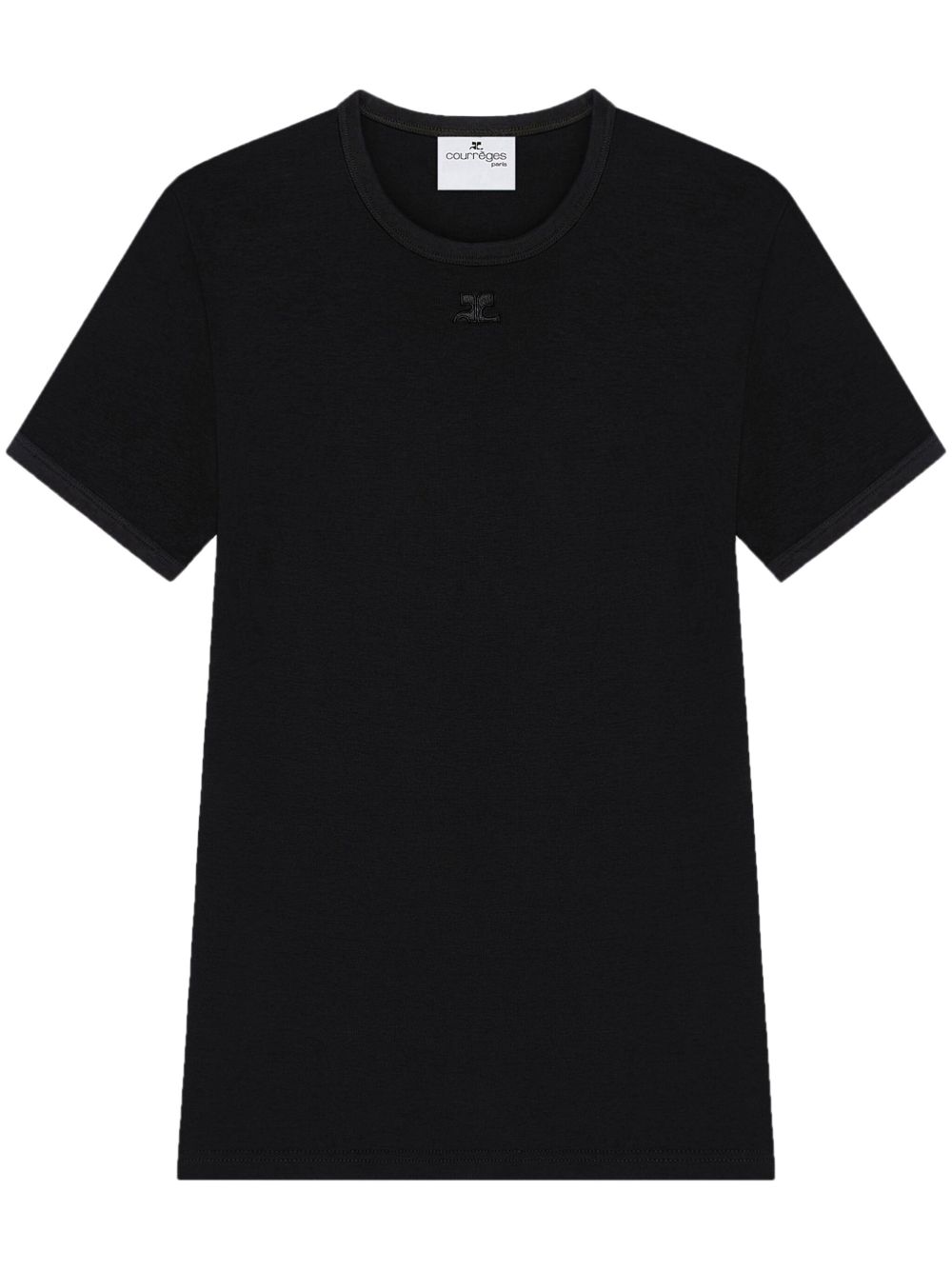 Black Crew Neck Embroidered Logo Polo