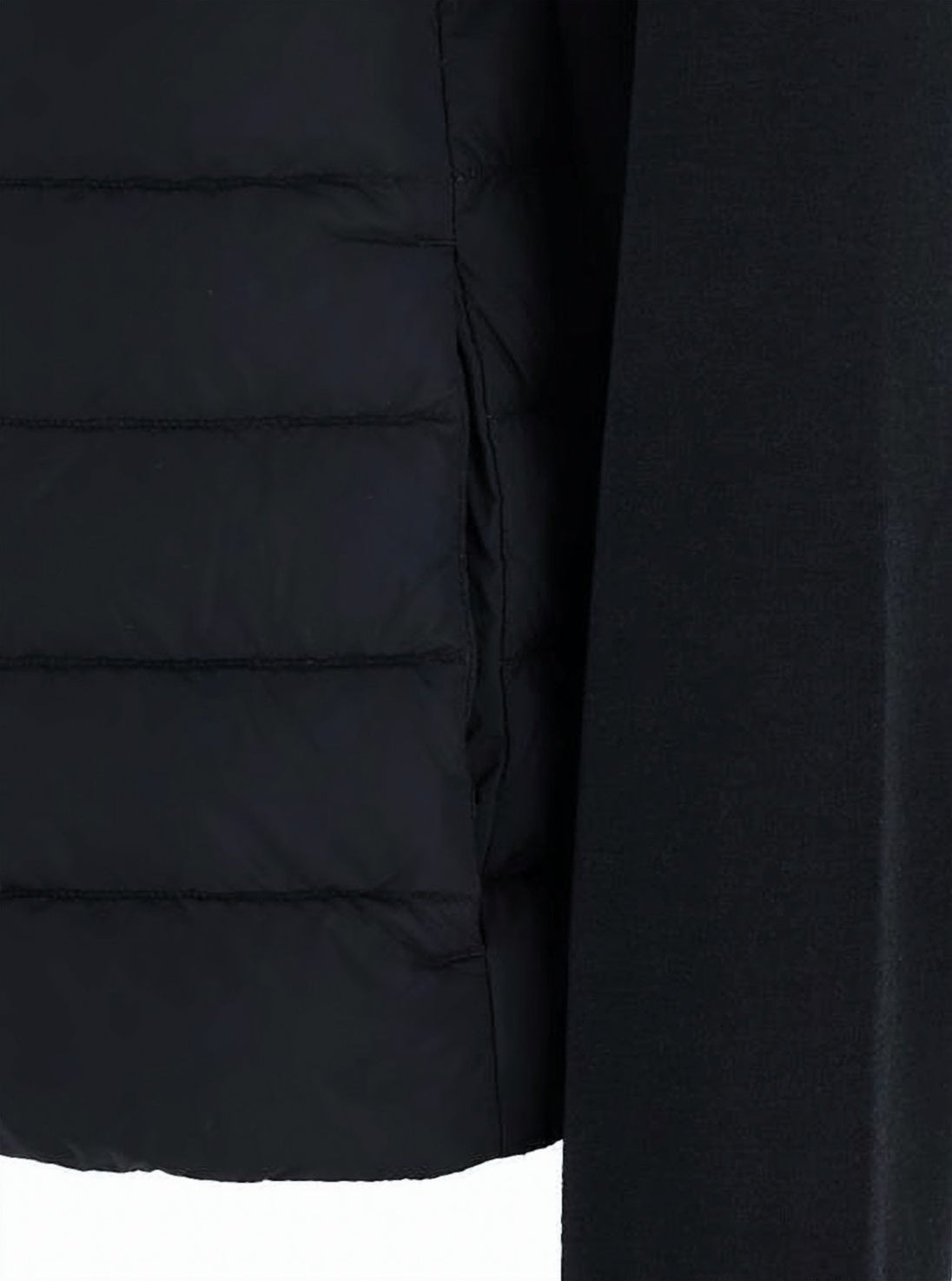 Padded Short Coat with Horizontal Quilting and Hood