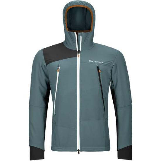 Hooded Blue Jacket With Functional Design And Fitted Silhouette
