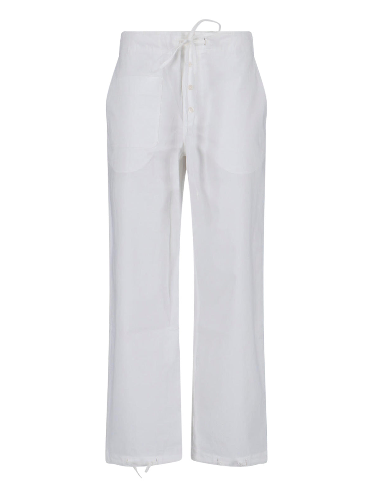 Tailored White Trousers with Straight-Leg Cut