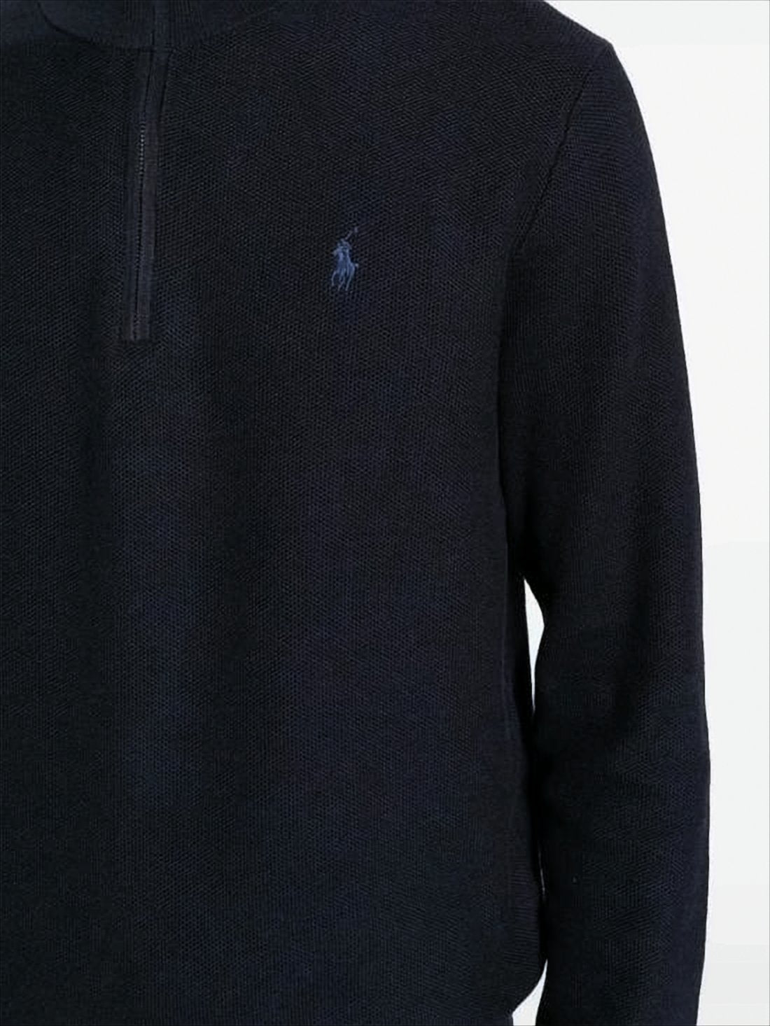 Half-Zip Turtleneck Sweater with Ribbed Hem
