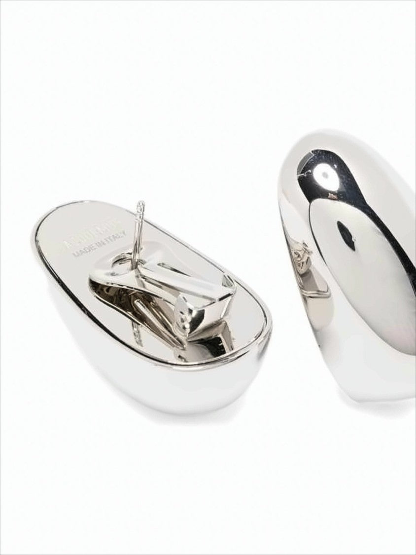 Sculptural Silver Brass Earrings with Clip-On Fastening