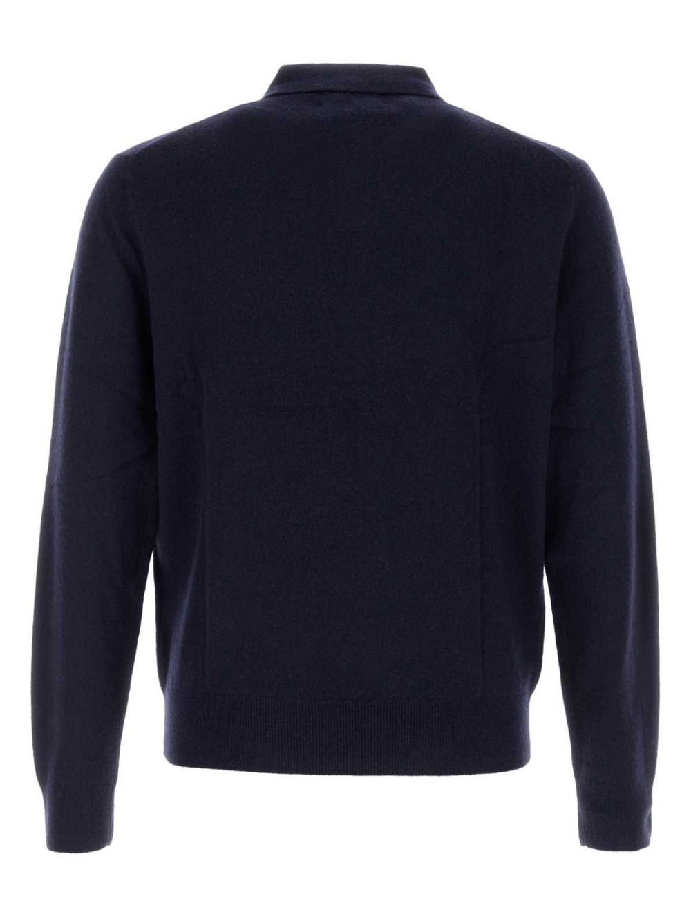 Polo-Style Navy Wool Sweater With Johnny Collar