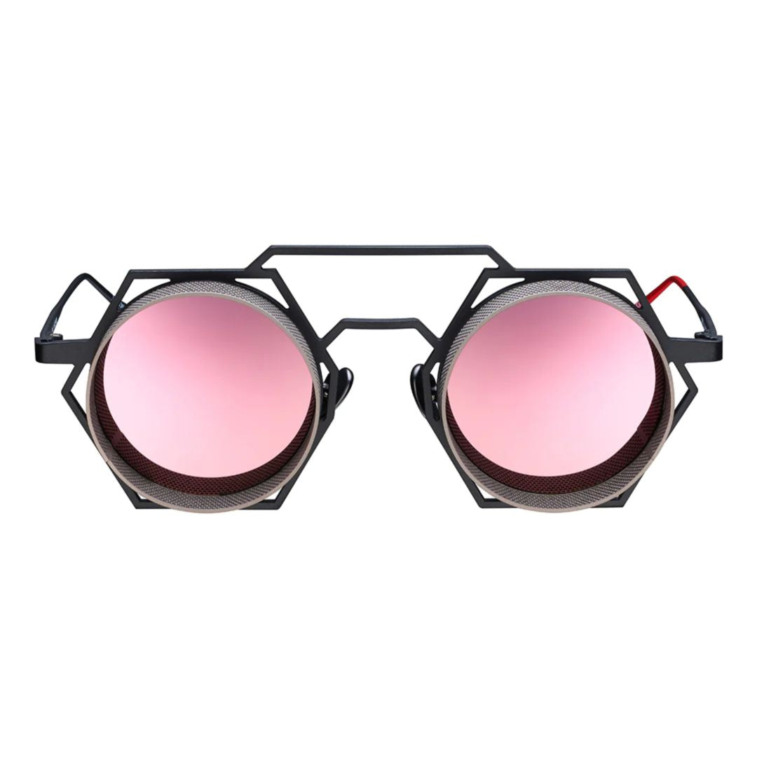 Nk-3 Bold Geometric Sunglasses with Pink Lenses