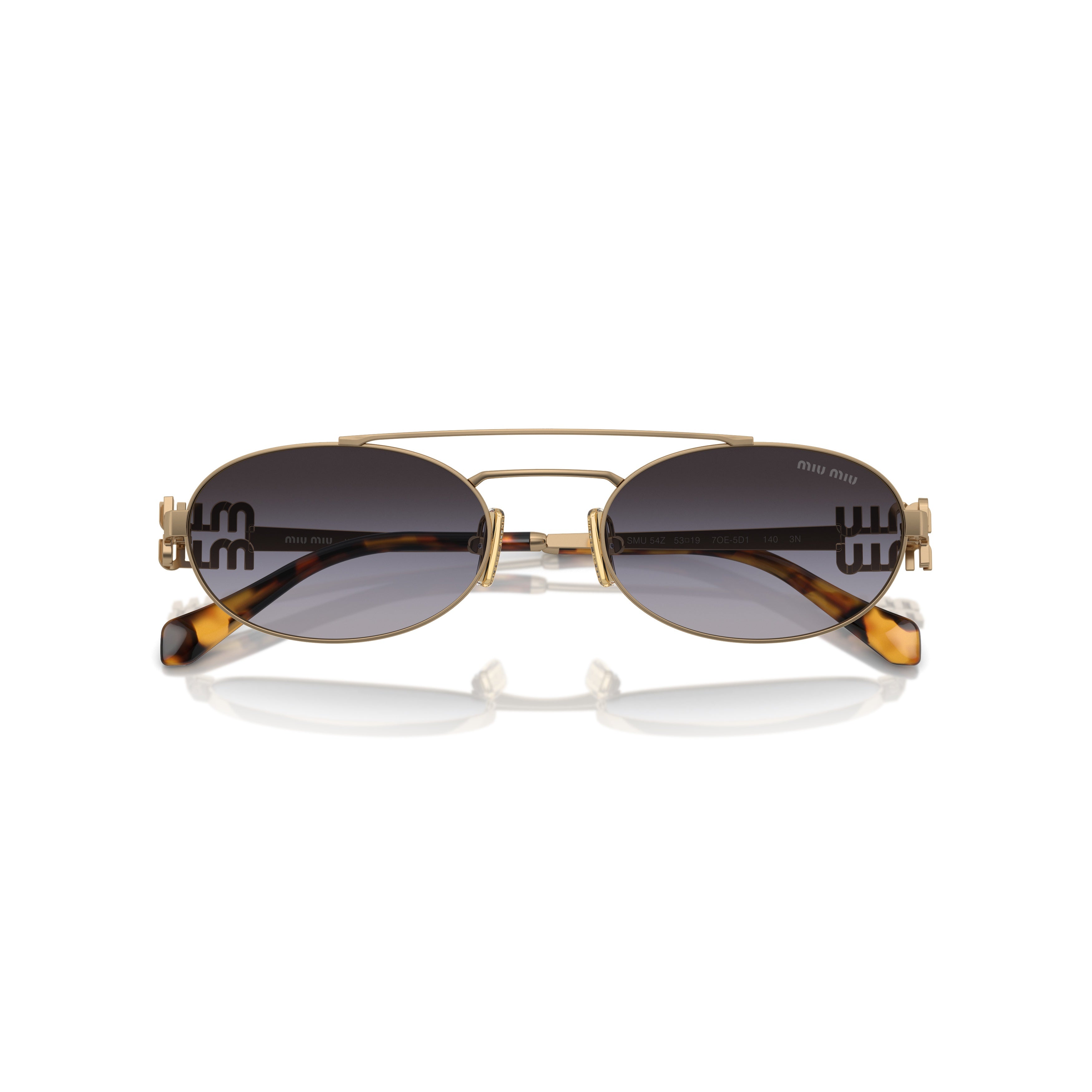 0mu 54zs Oval-Shaped Gold Metal Frame Sunglasses