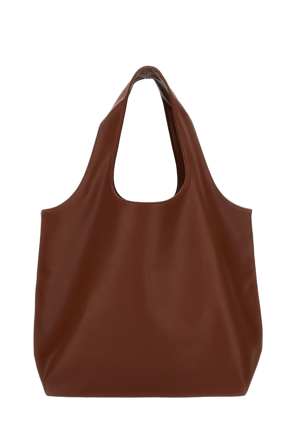 Structured Brown Handbag with Smooth Finish