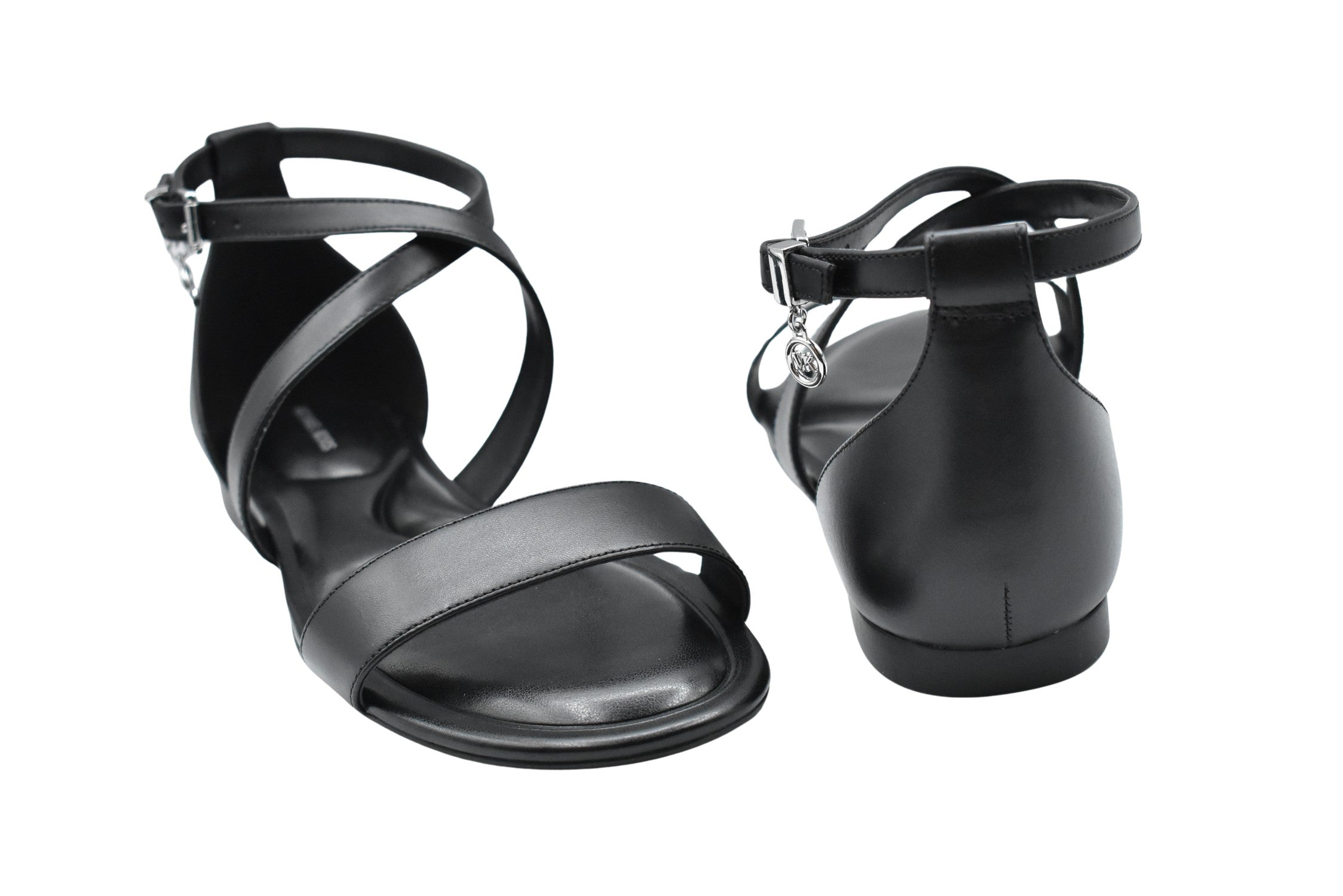 Crisscross-Strap Sandals In Luxurious Black Leather