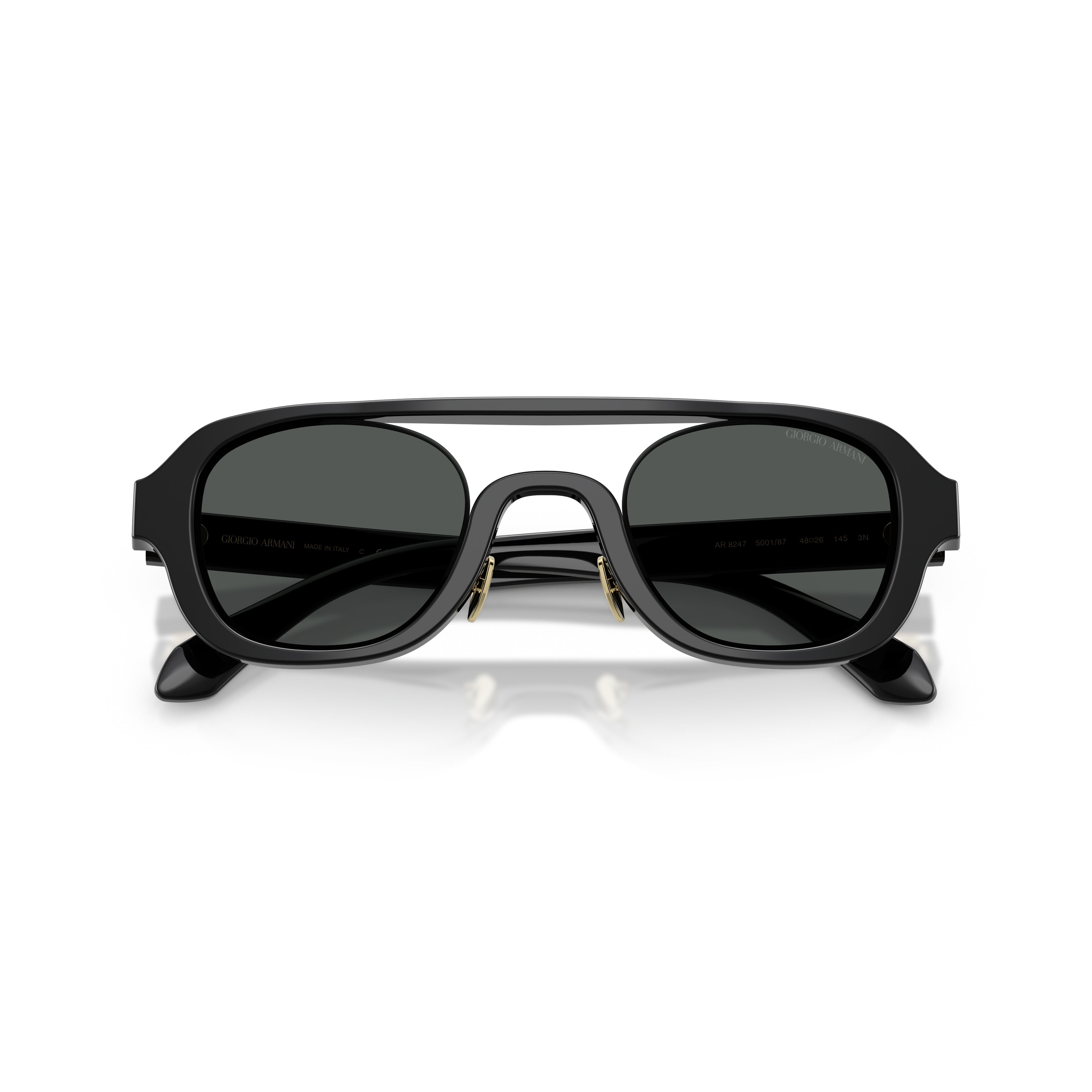 0ar8247 Bold Rectangular Frame Sunglasses with Gold Accents