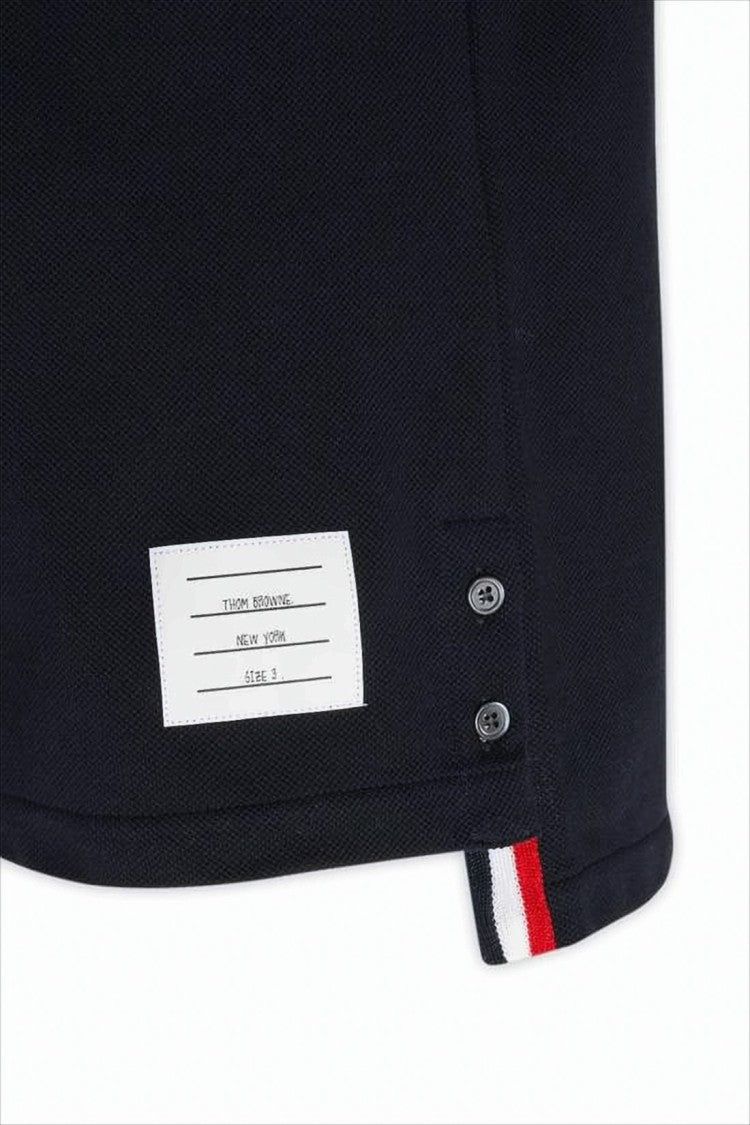 Short-Sleeved T-Shirt with Vertical Tricolor Stripe and Textured Finish