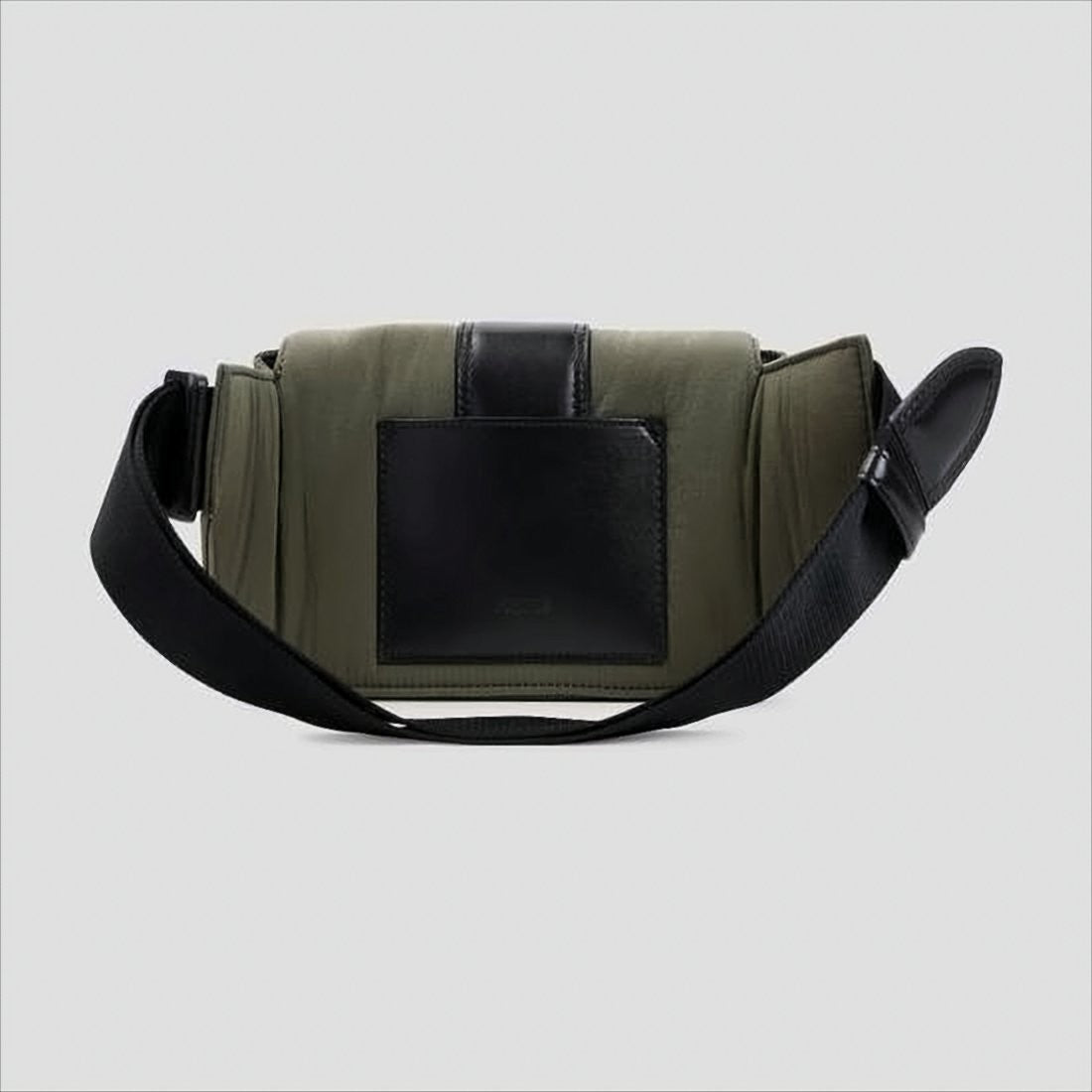 Structured Green Polyamide Belt Bag with Leather Accents