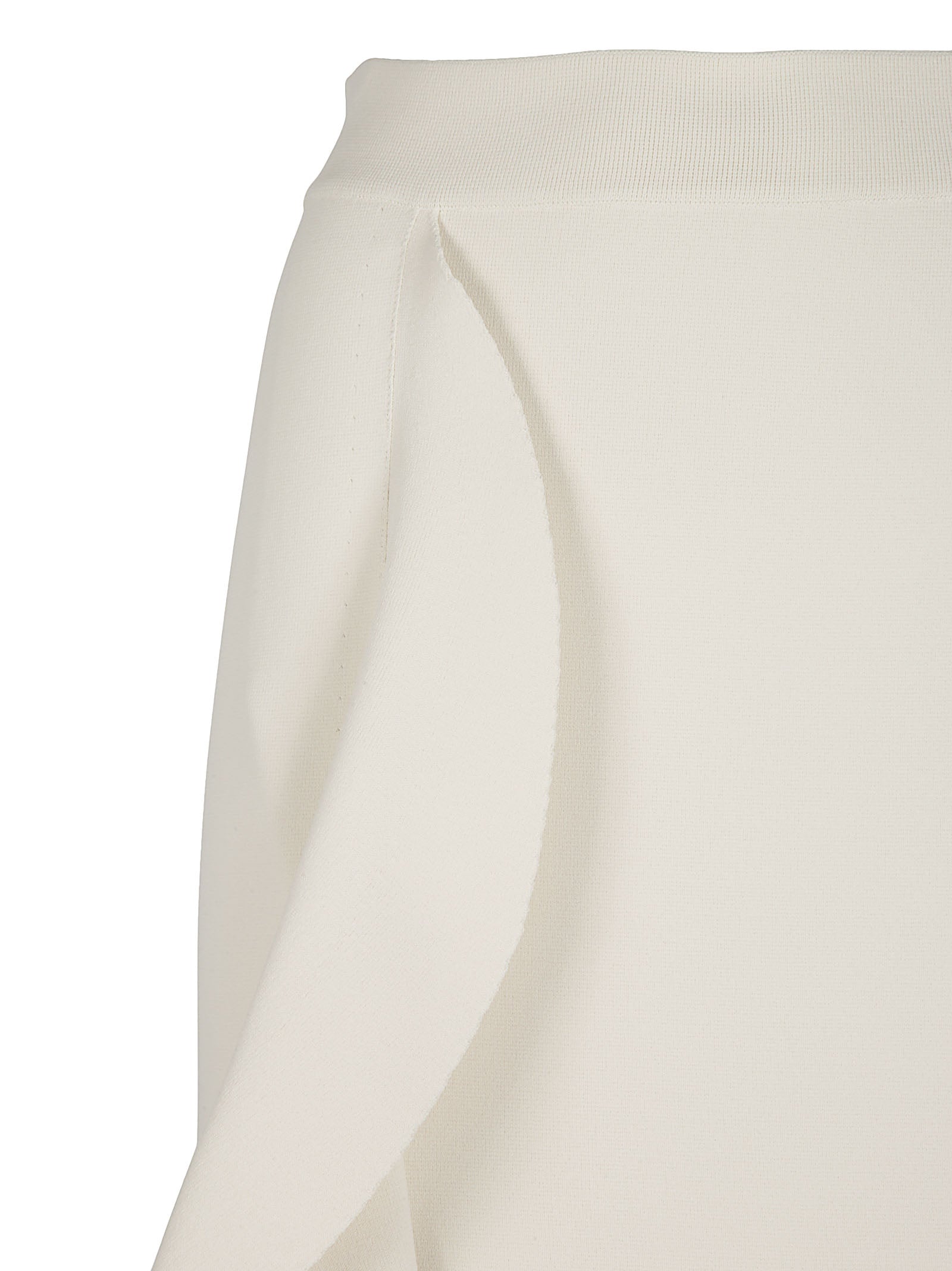 Asymmetrical Ruffle White Midi Skirt
