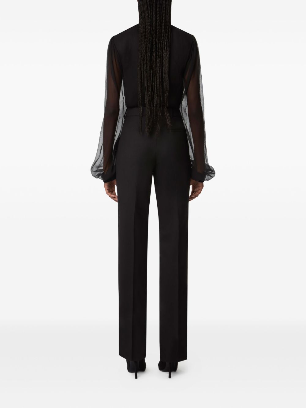 Black Ruffled High Neck Top