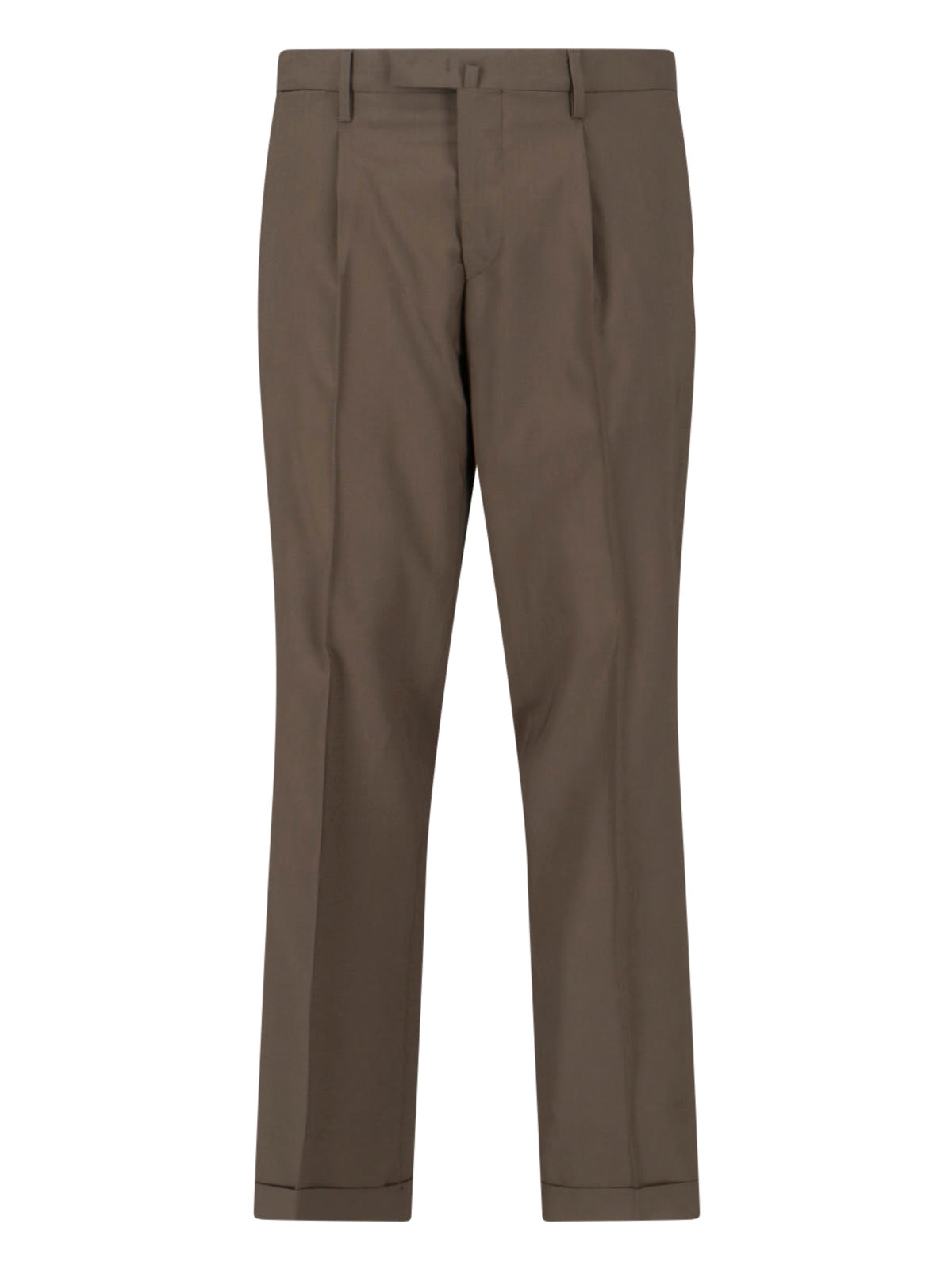 Brown Tailored Mid-Rise Virgin Wool Trousers