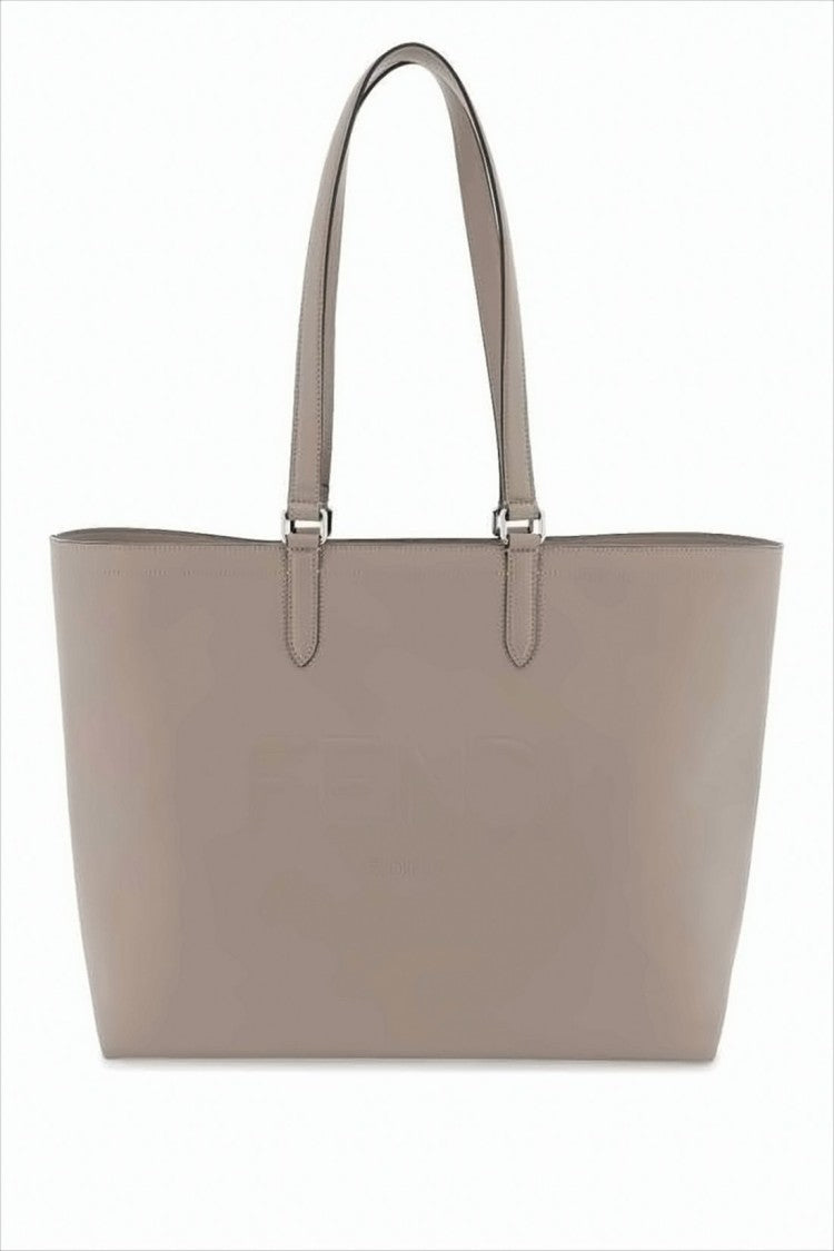 Rectangular Calf Leather Shoulder Bag with Embossed Branding