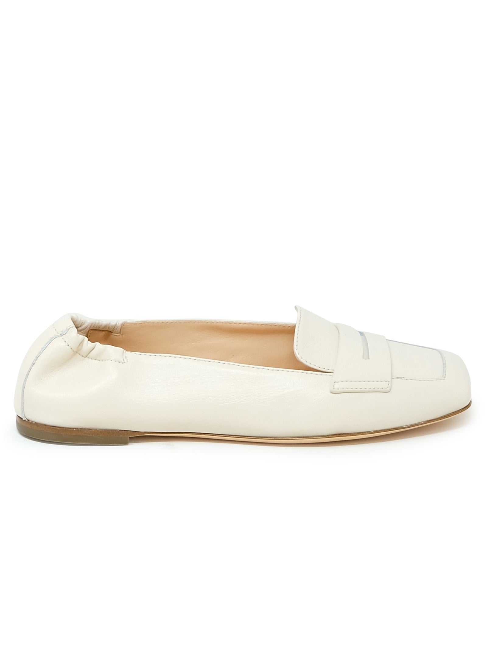 Cream Leather Loafers with Classic Penny Strap