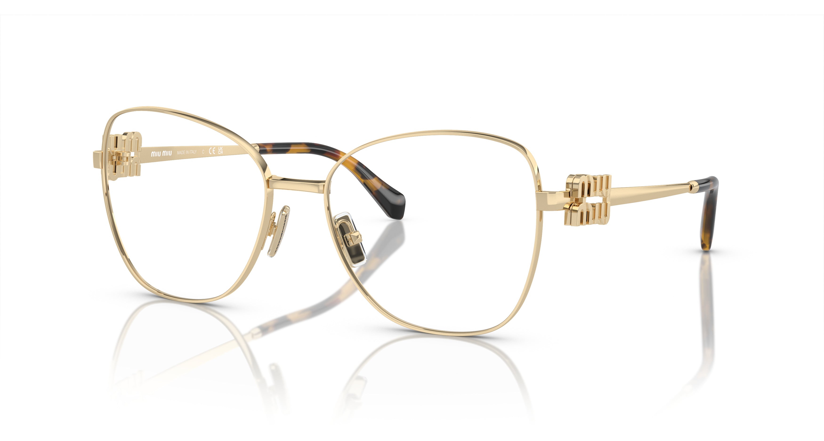 0mu 50xv Oversized Gold Metal Frame Eyeglasses