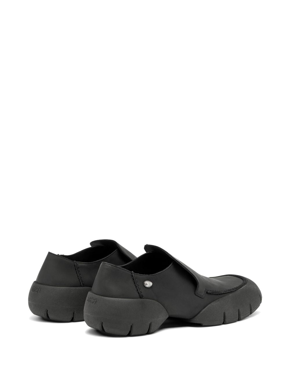 Slip-On Black Flat Shoes With Textured Sole