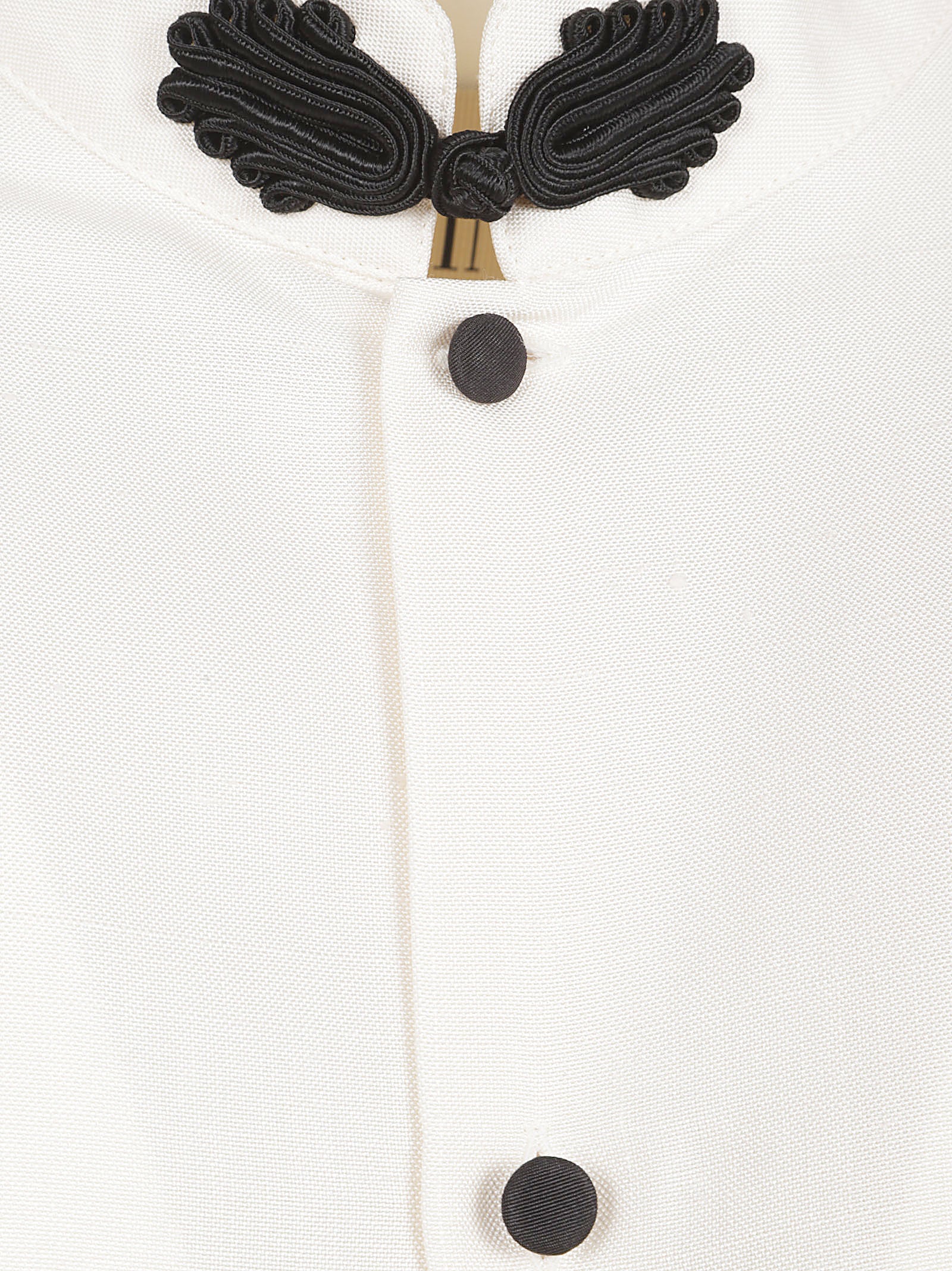 Silk Shantung Shirt with Mandarin Collar