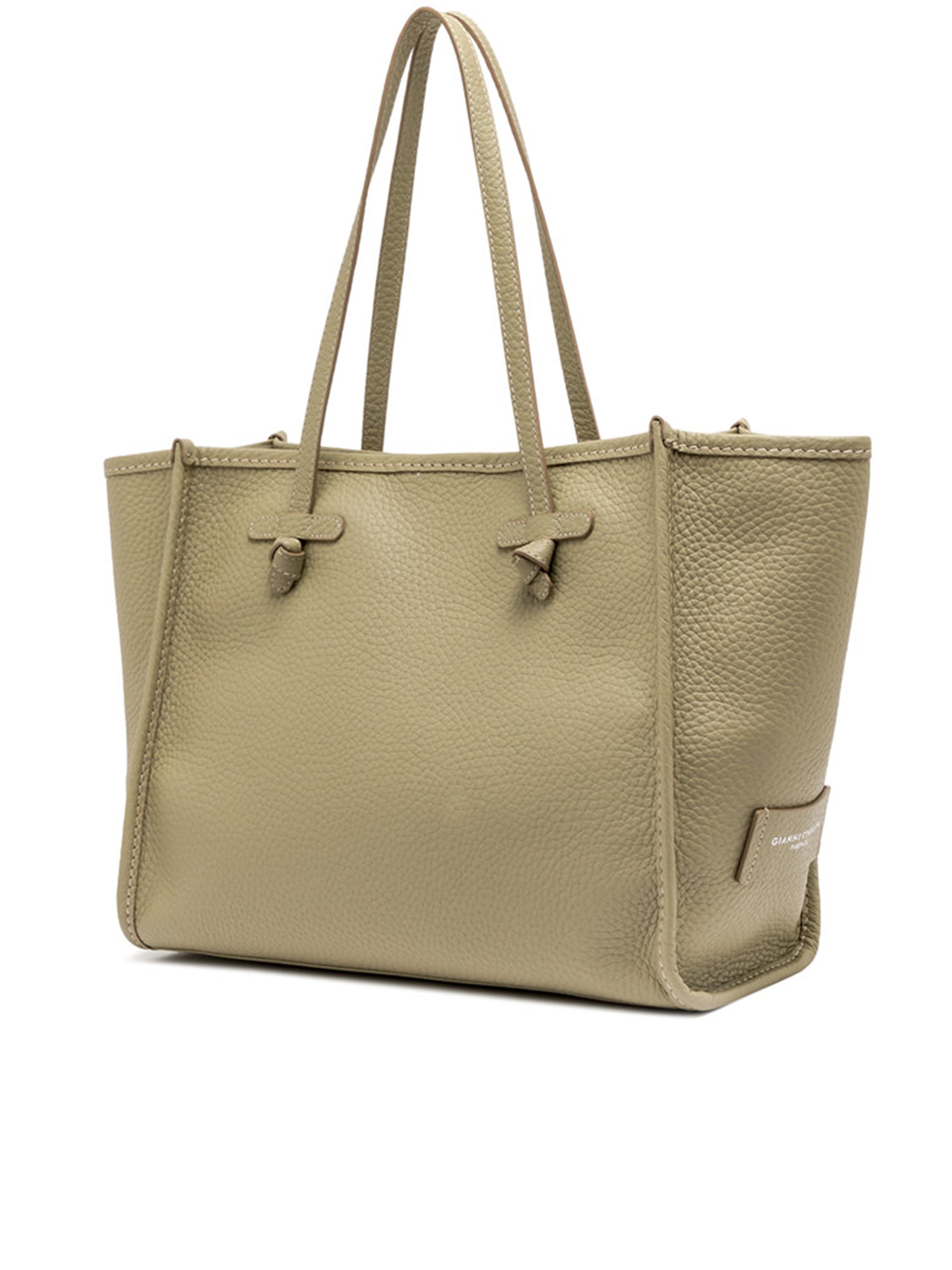 Marcella Rectangular Neutral Pebbled Leather Tote